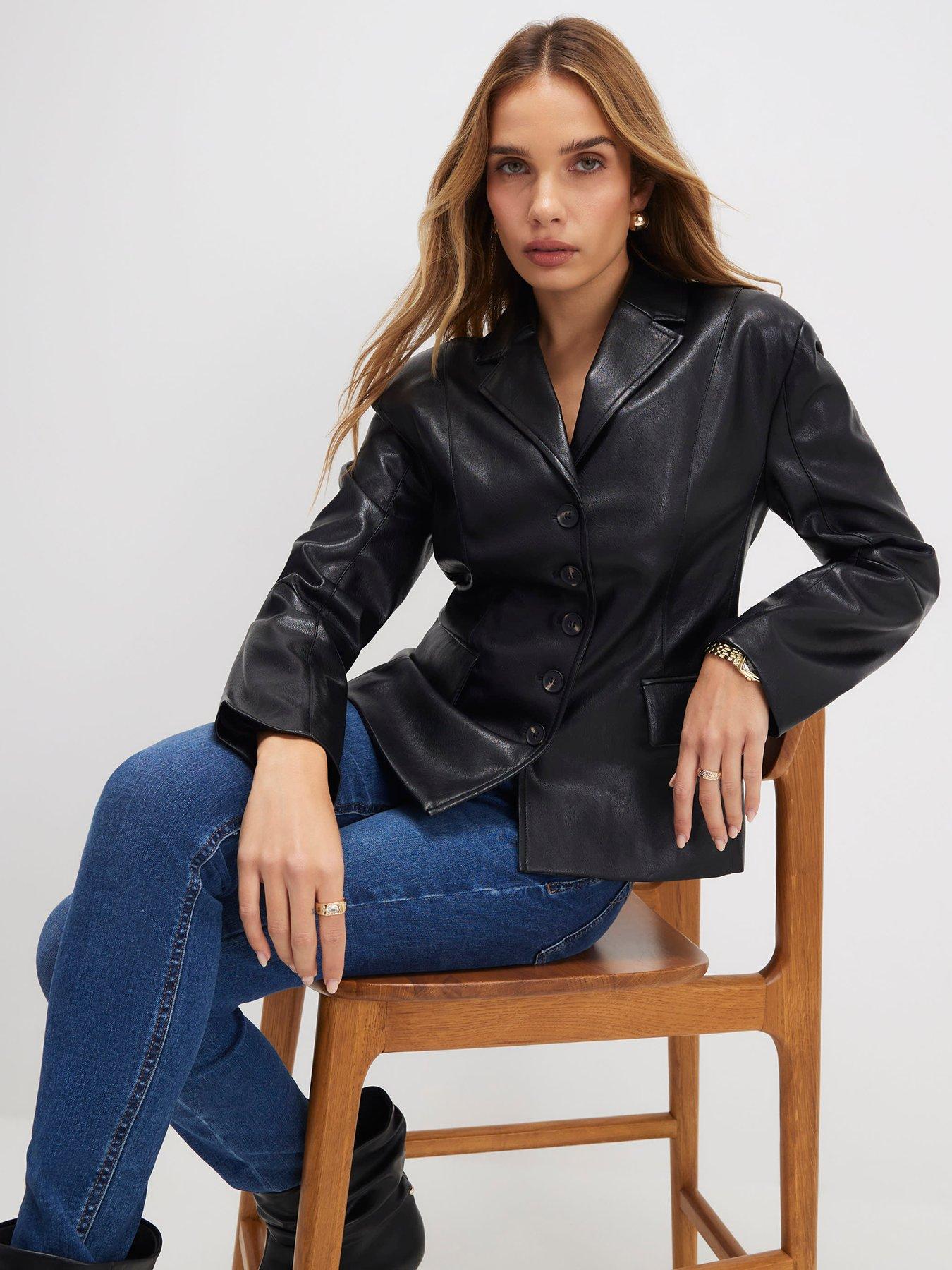 river-island-fitted-faux-leather-blazer-black