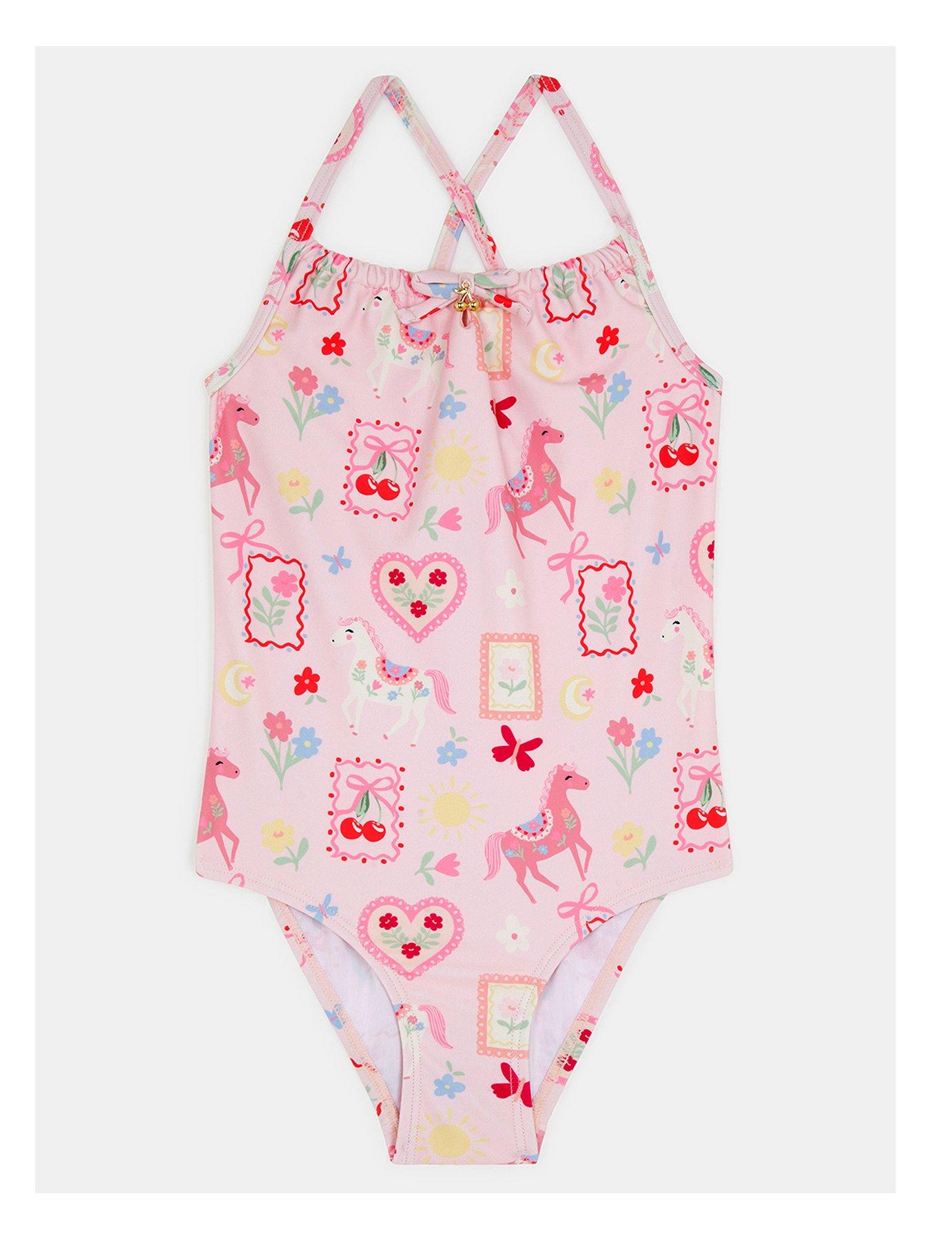 Image 1 of 3 of Accessorize Girls Prairie Print Swimsuit - Multi