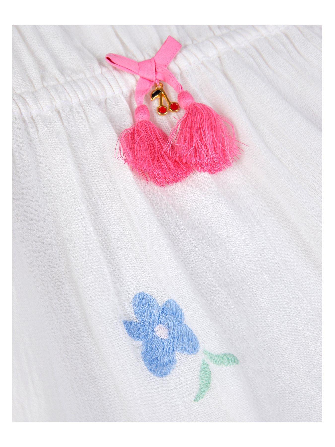 Image 3 of 3 of Accessorize Girls Prairie Embroidered Kaftan - White
