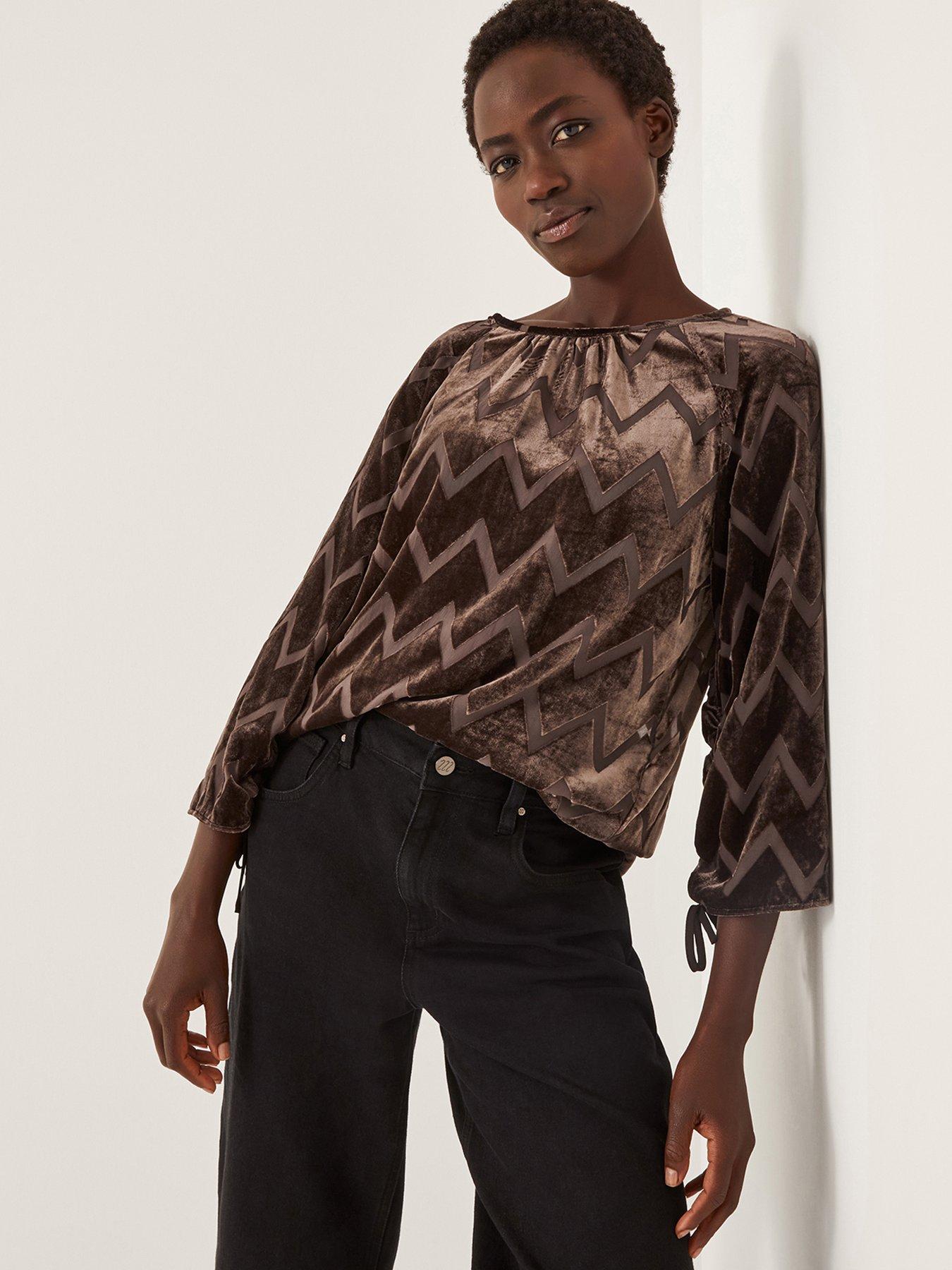 monsoon-keisha-geometric-velvet-top-brown