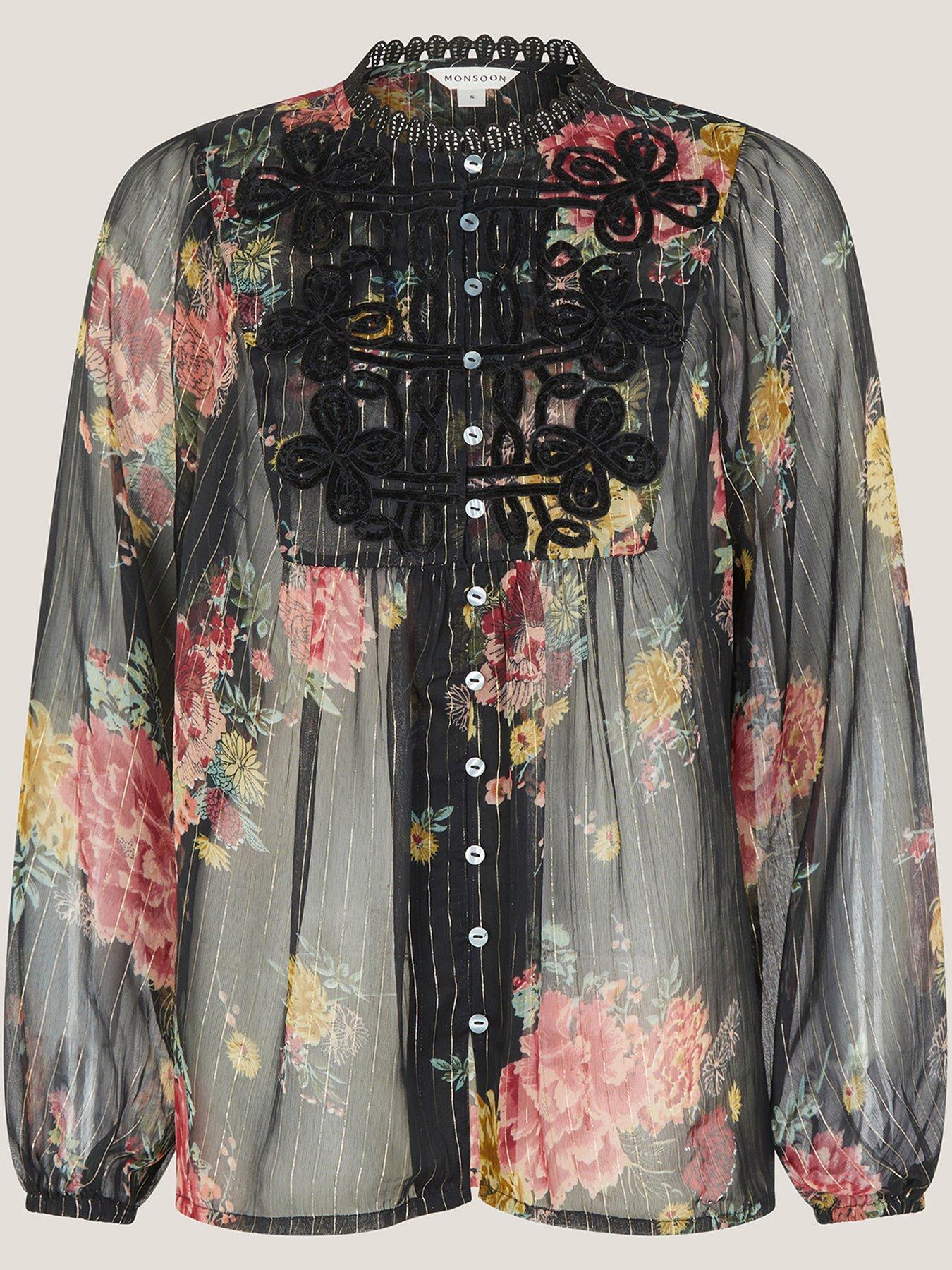 monsoon-azami-floral-stripe-lurex-top-blackdetail