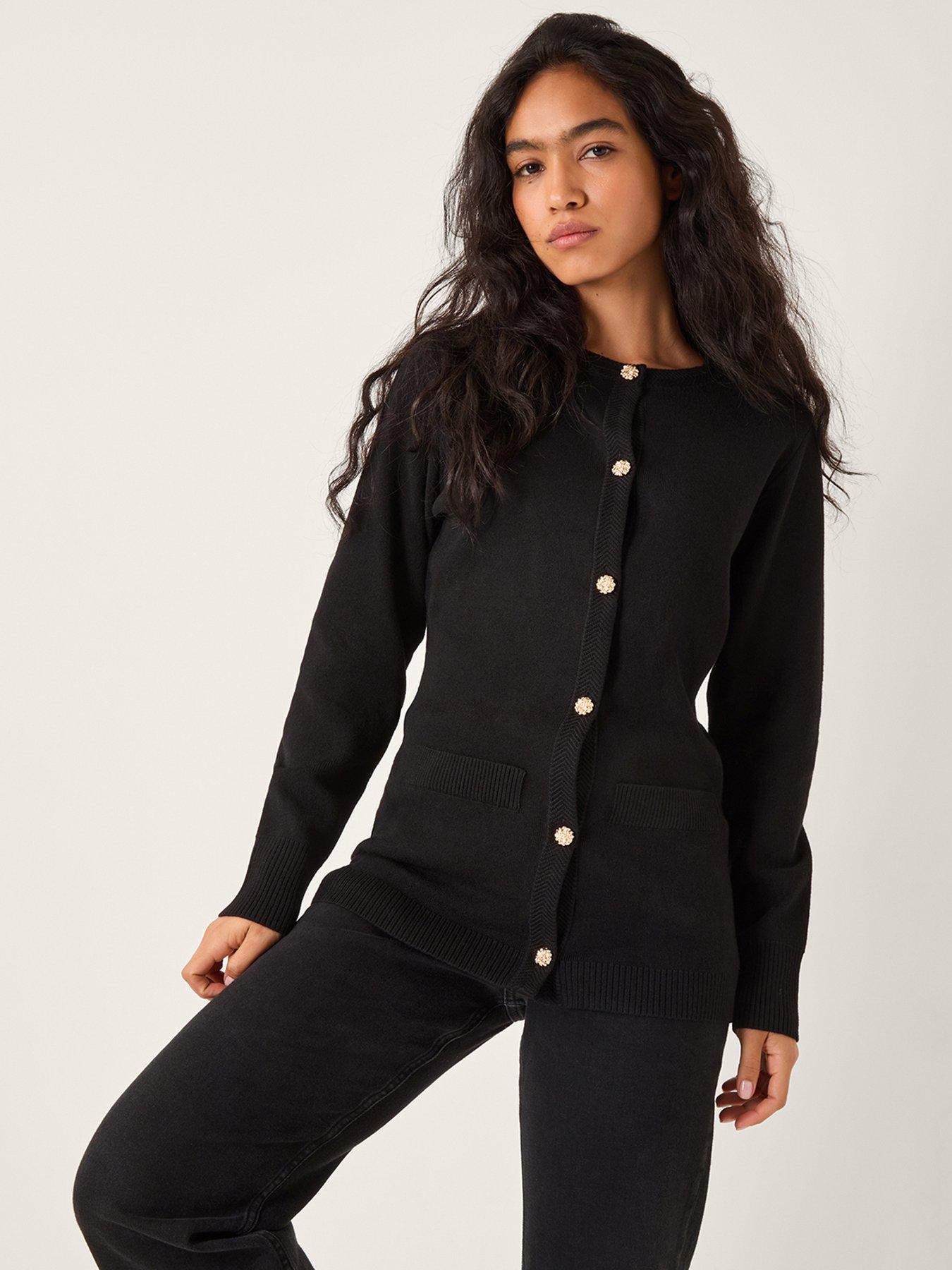 Monsoon Coleen Crew Neck Cardigan - Black