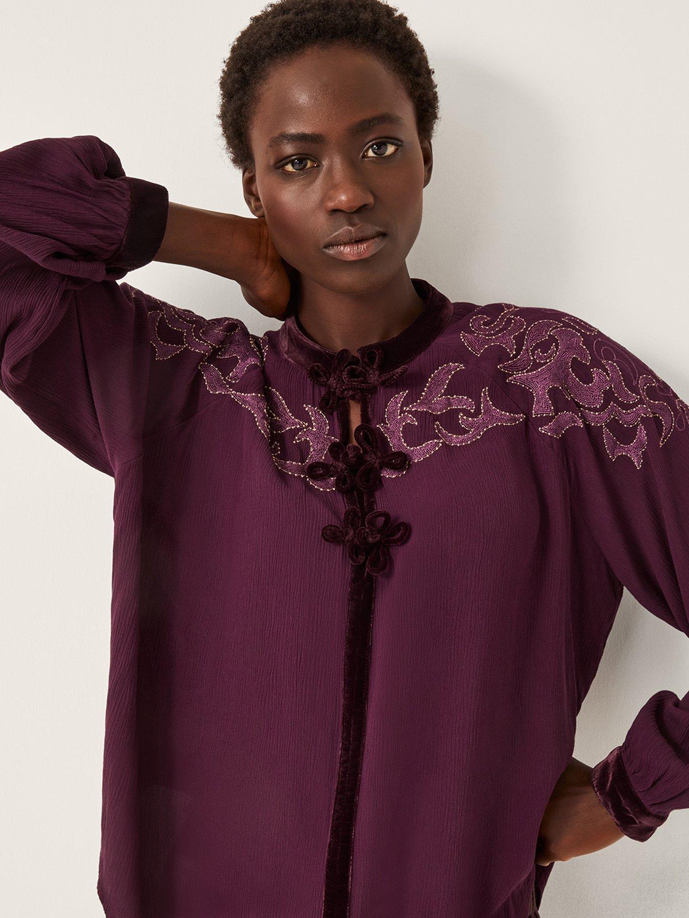 Monsoon Mallory Embroidered Blouse - Purple
