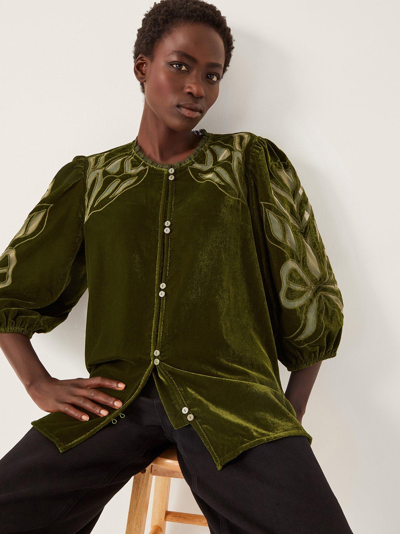 Monsoon Ezra Embroidered Top - Green