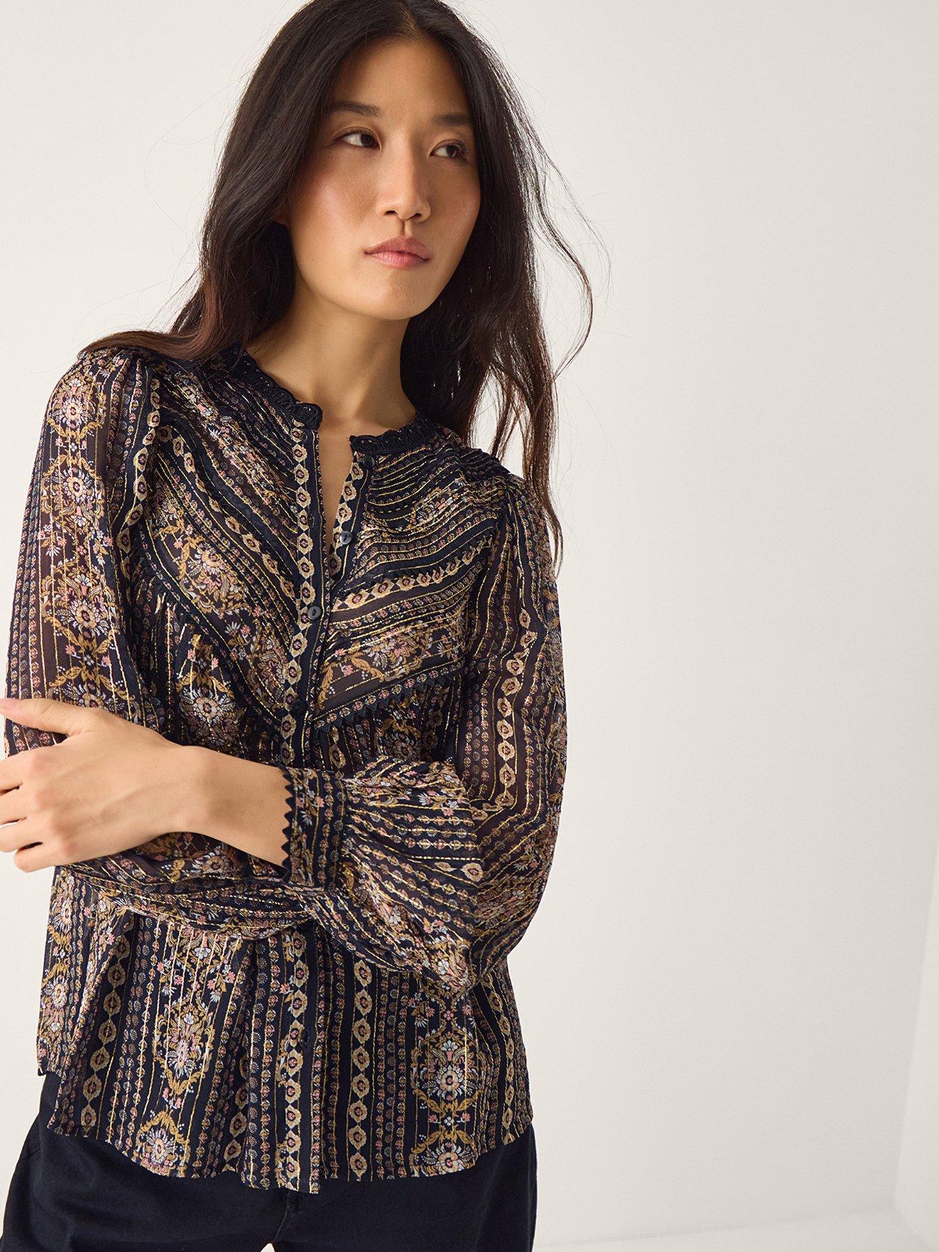 Monsoon Darla Lurex Blouse - Black