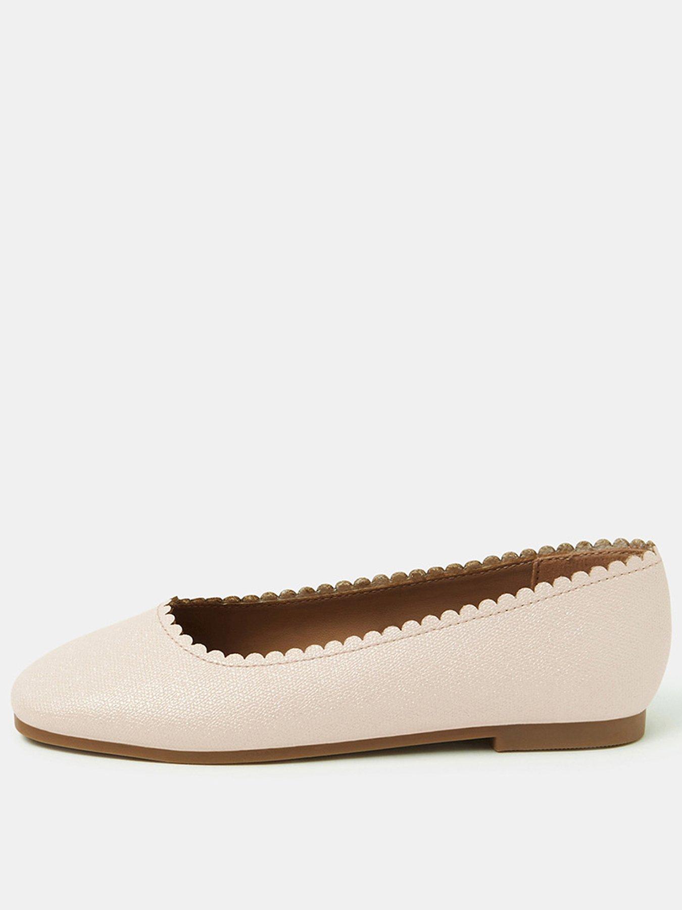 Accessorize Girls Scallop Edge Ballerina Shoes - Light Cream