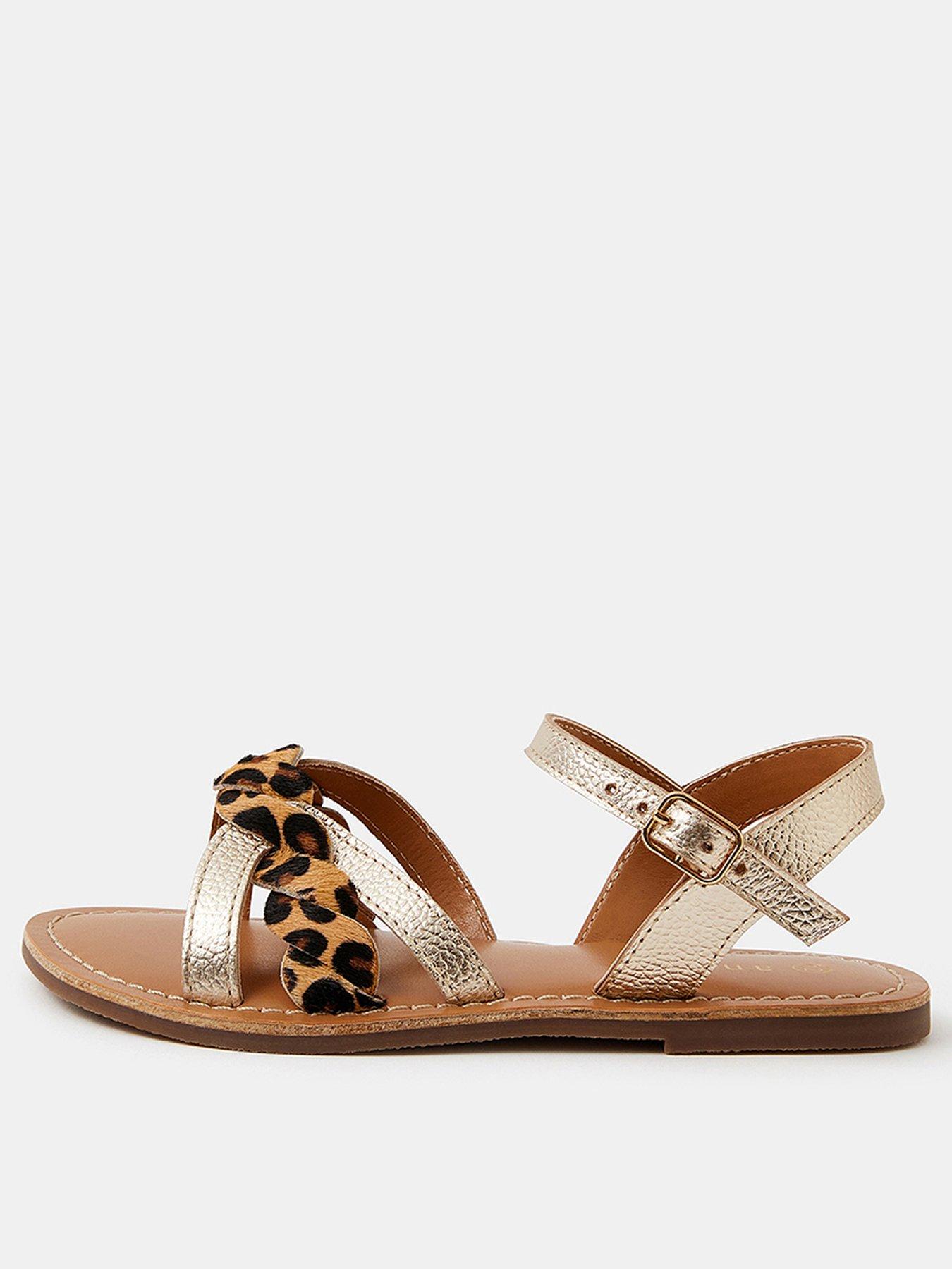Image 1 of 3 of Accessorize Girls Leopard 2 Part Sandals - Gold
