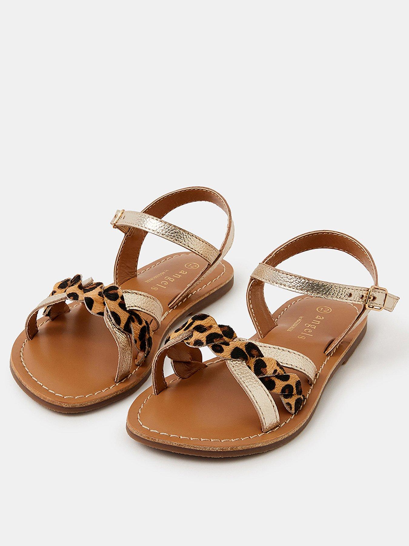 Image 2 of 3 of Accessorize Girls Leopard 2 Part Sandals - Gold