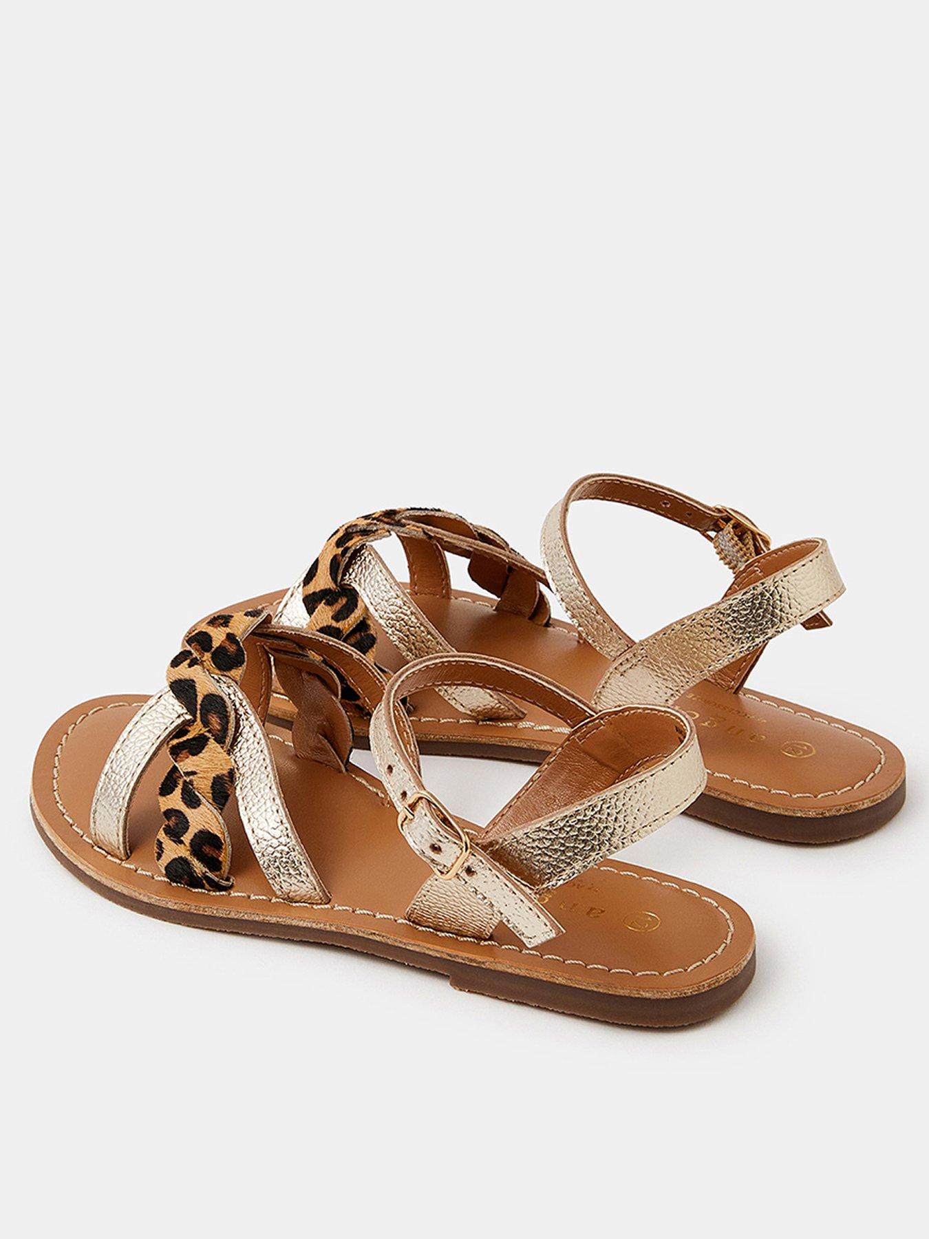 Image 3 of 3 of Accessorize Girls Leopard 2 Part Sandals - Gold