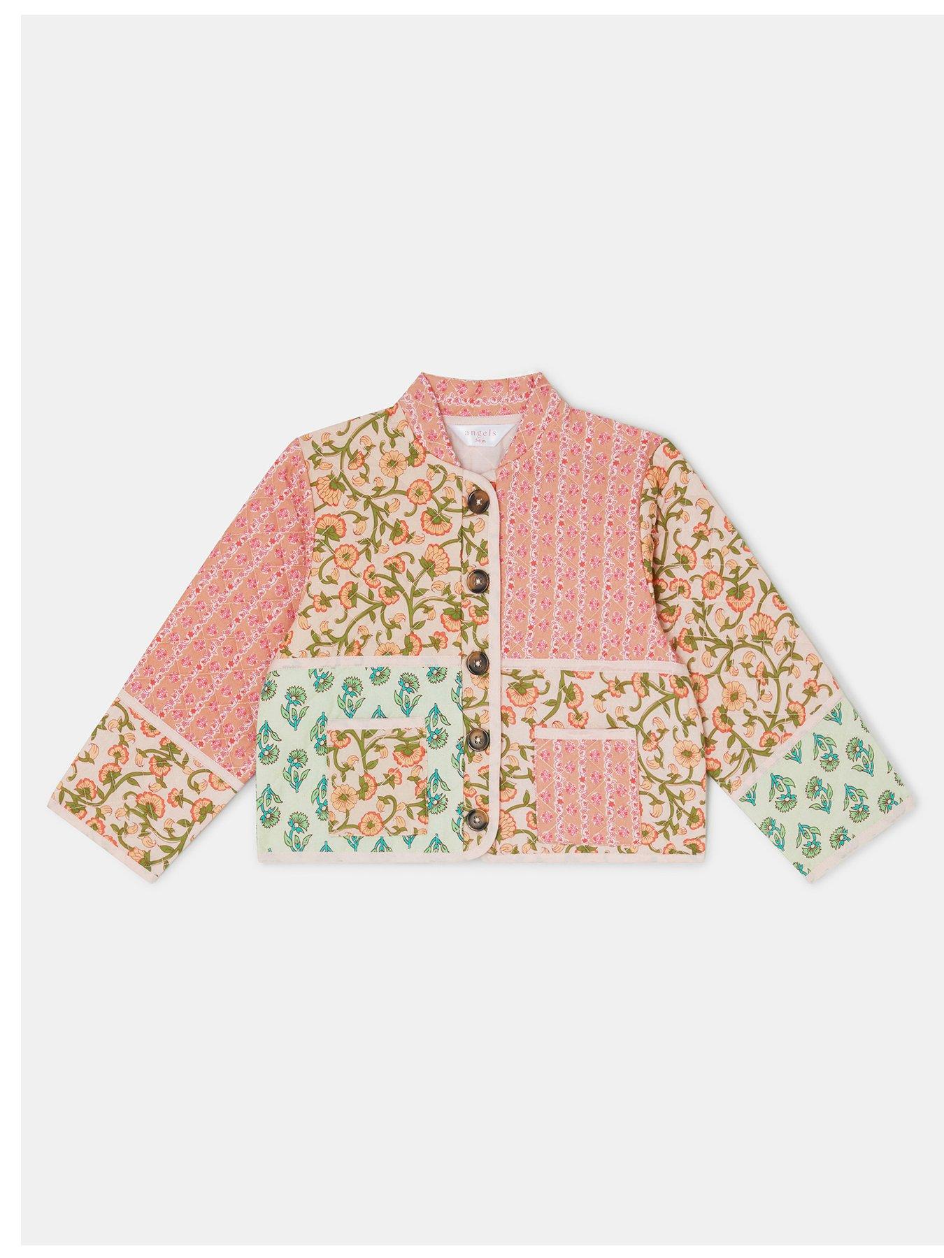 Image 1 of 3 of Accessorize Girls Floral Patchwork Jacket - Pink
