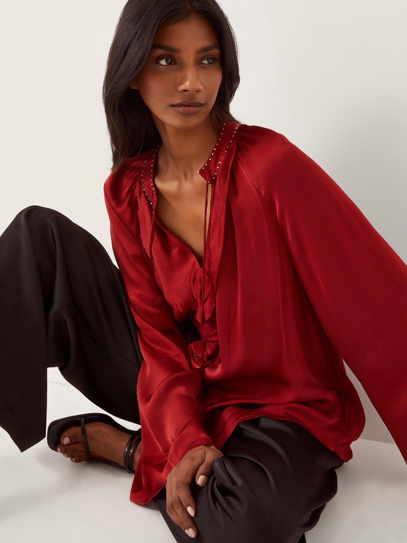 monsoon-arlette-frill-satin-blouse-red