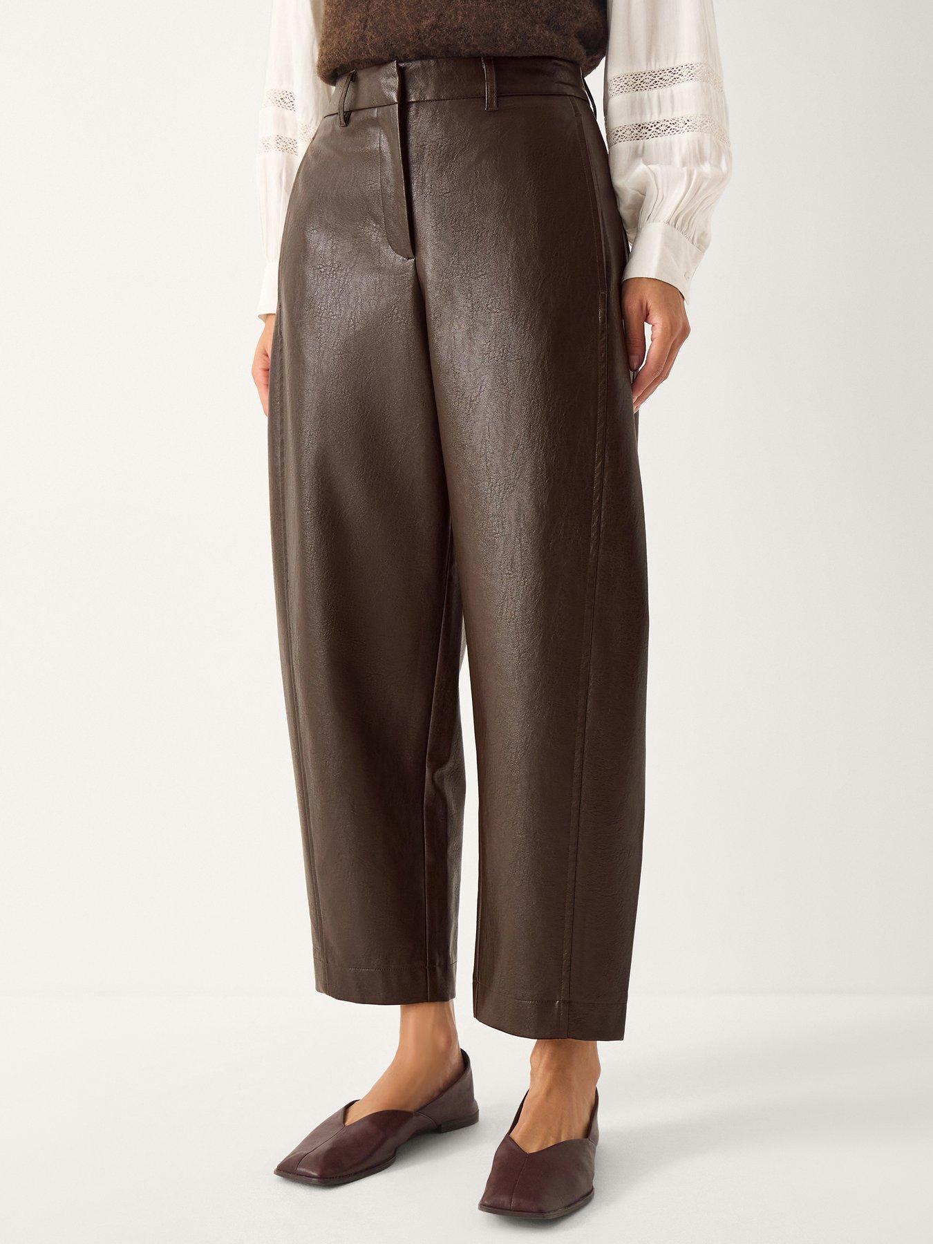 monsoon-tara-faux-leather-barrel-trousers-brown