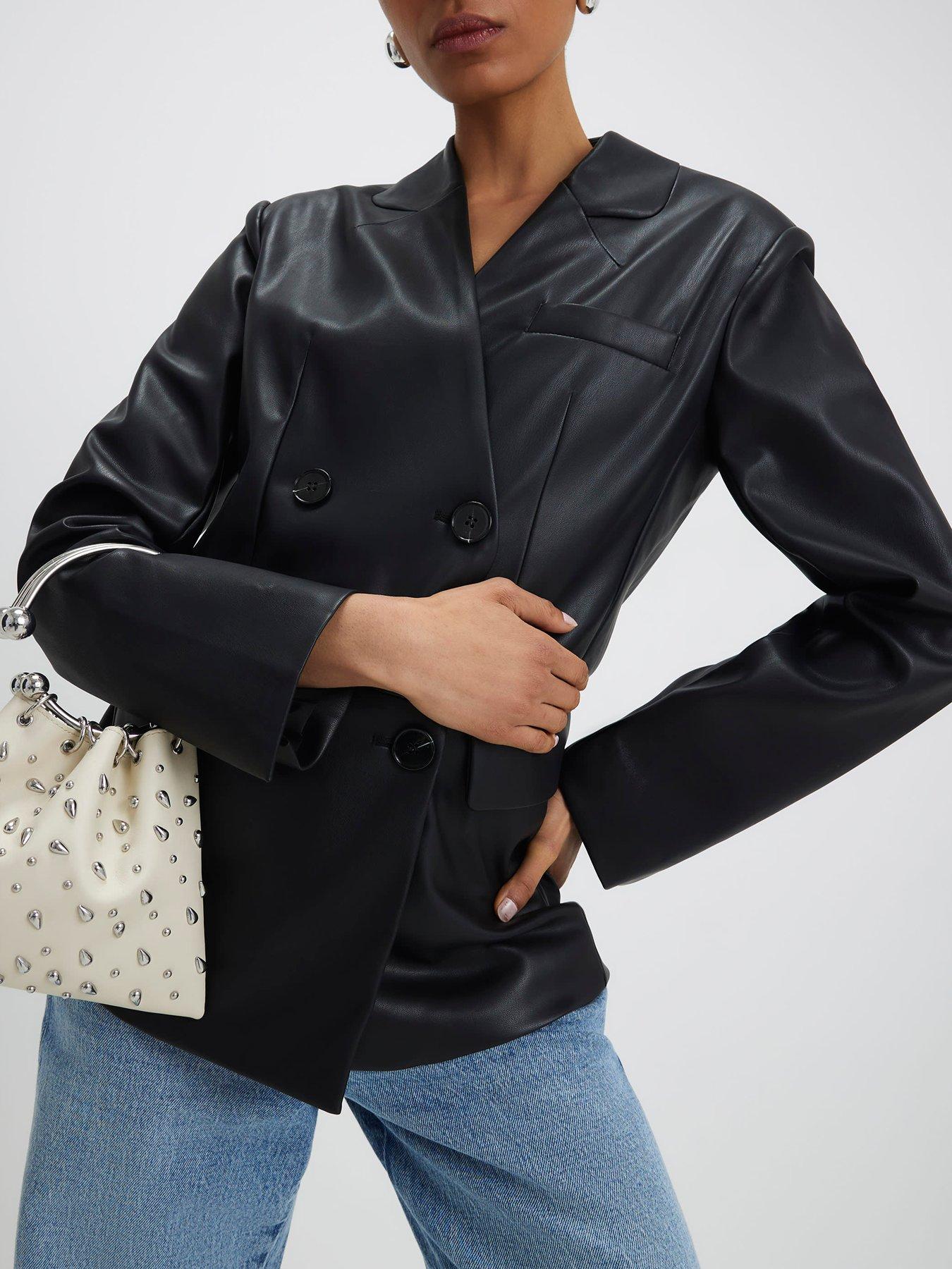 river-island-collarless-pu-double-breasted-blazer-black