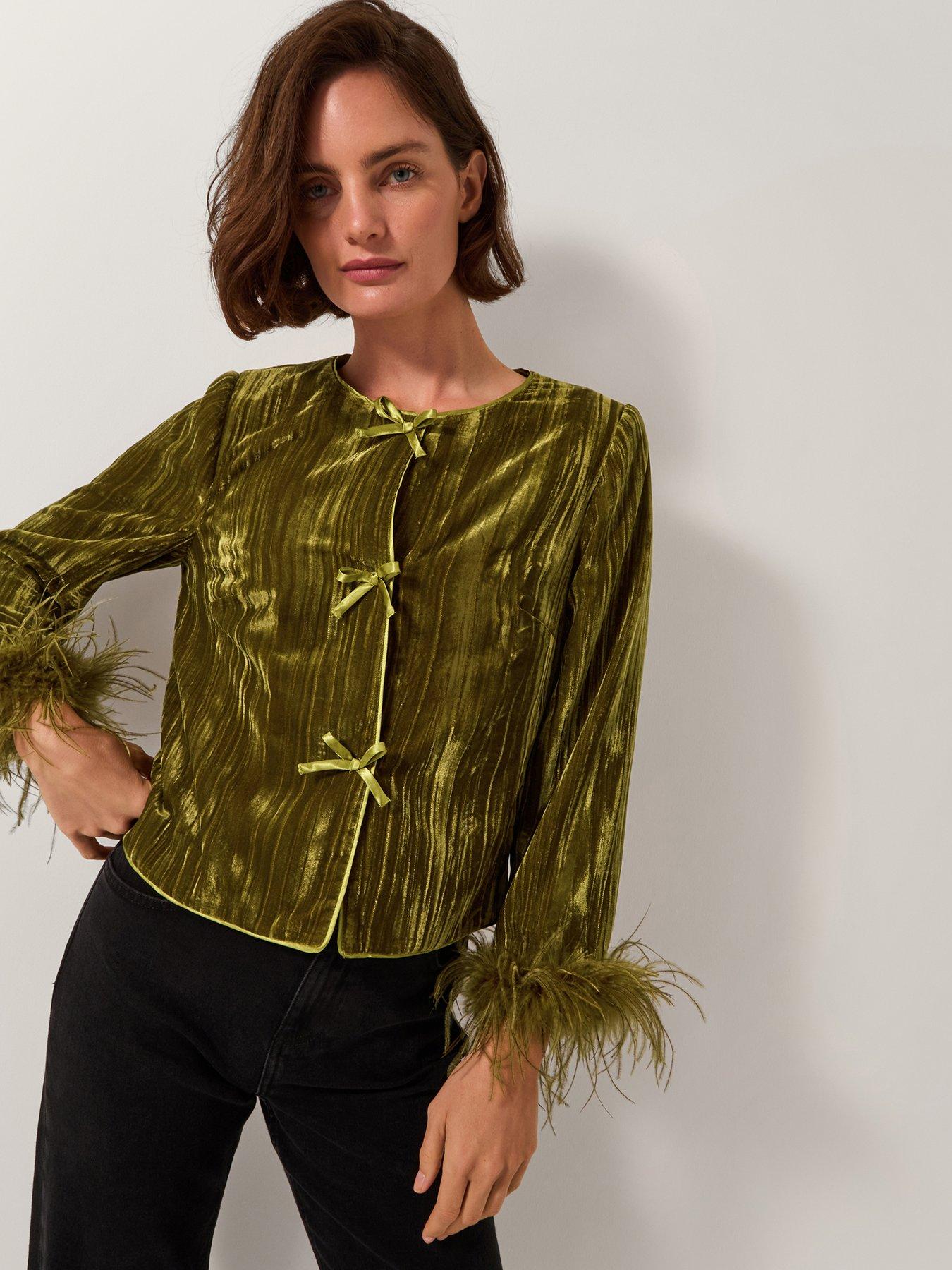 Monsoon Olivia Velvet Jacket - Green