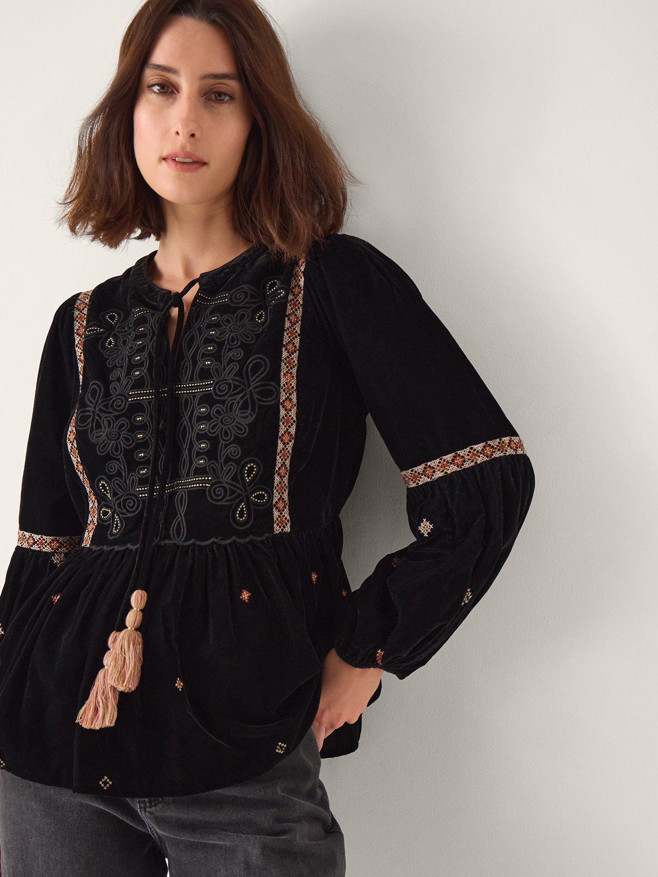 monsoon-noni-embroidered-velvet-top-black