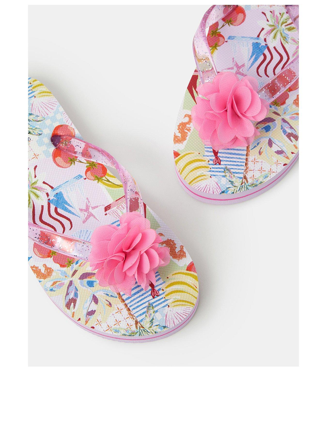 Image 3 of 3 of Accessorize Girls Corsage Flipflops - Multi