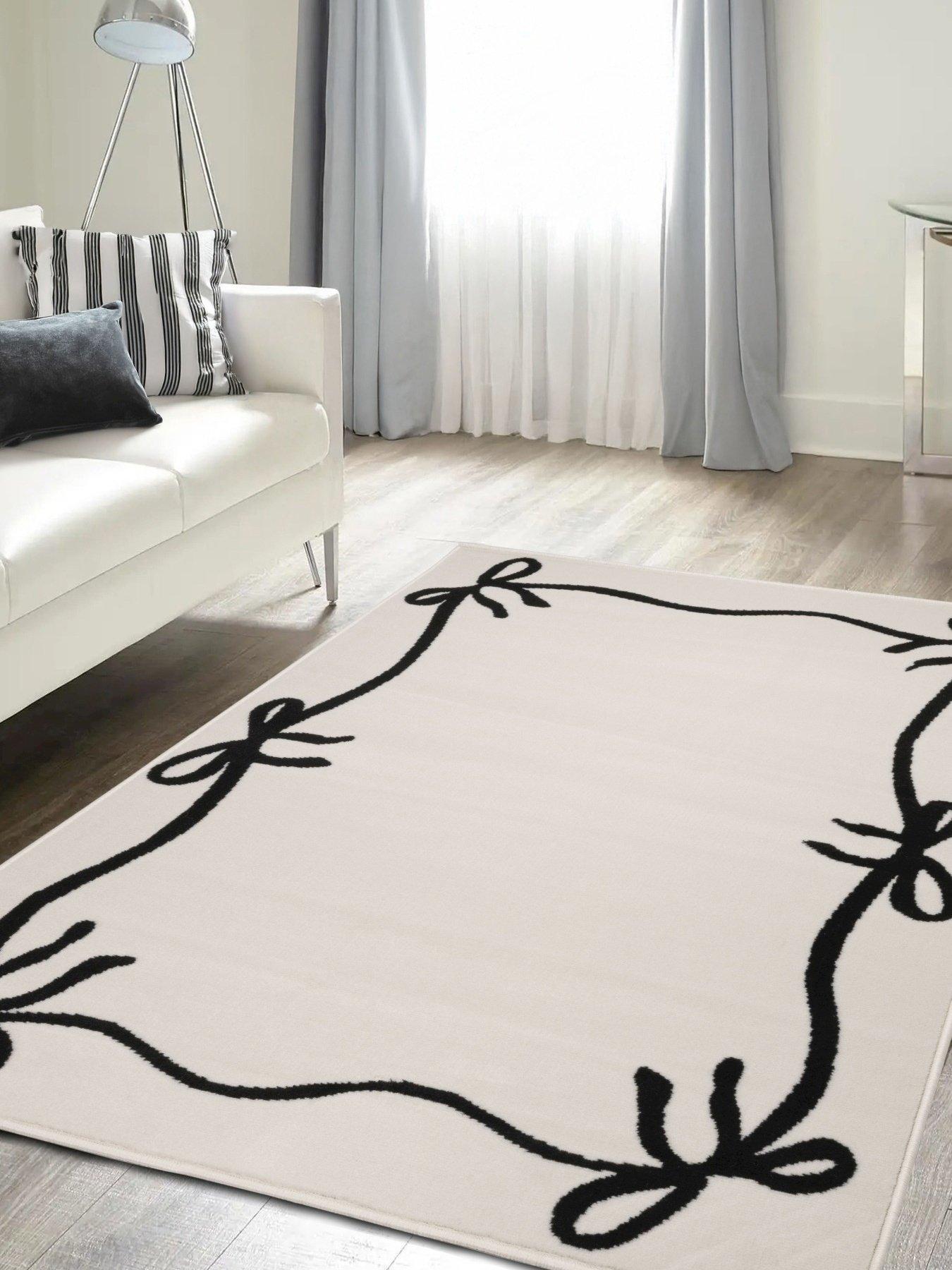 Image 1 of 4 of The Very Collection Maestro Bow Border Rug - Monochrome