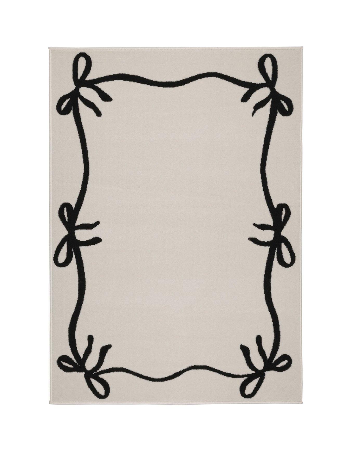 Image 2 of 4 of The Very Collection Maestro Bow Border Rug - Monochrome