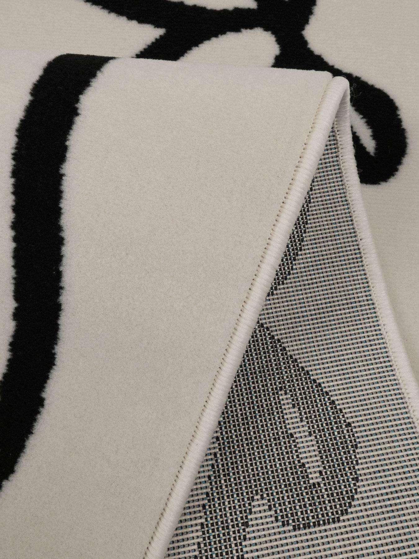 Image 4 of 4 of The Very Collection Maestro Bow Border Rug - Monochrome