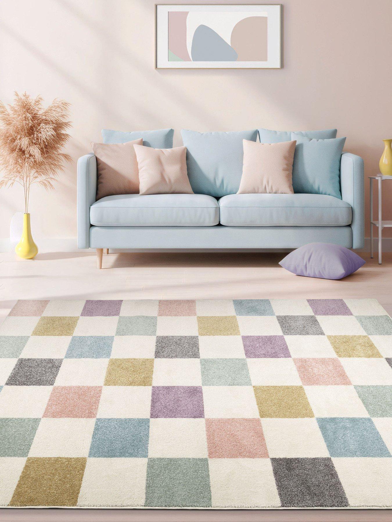 Image 1 of 4 of The Very Collection Echo Chequer Pastel Rug