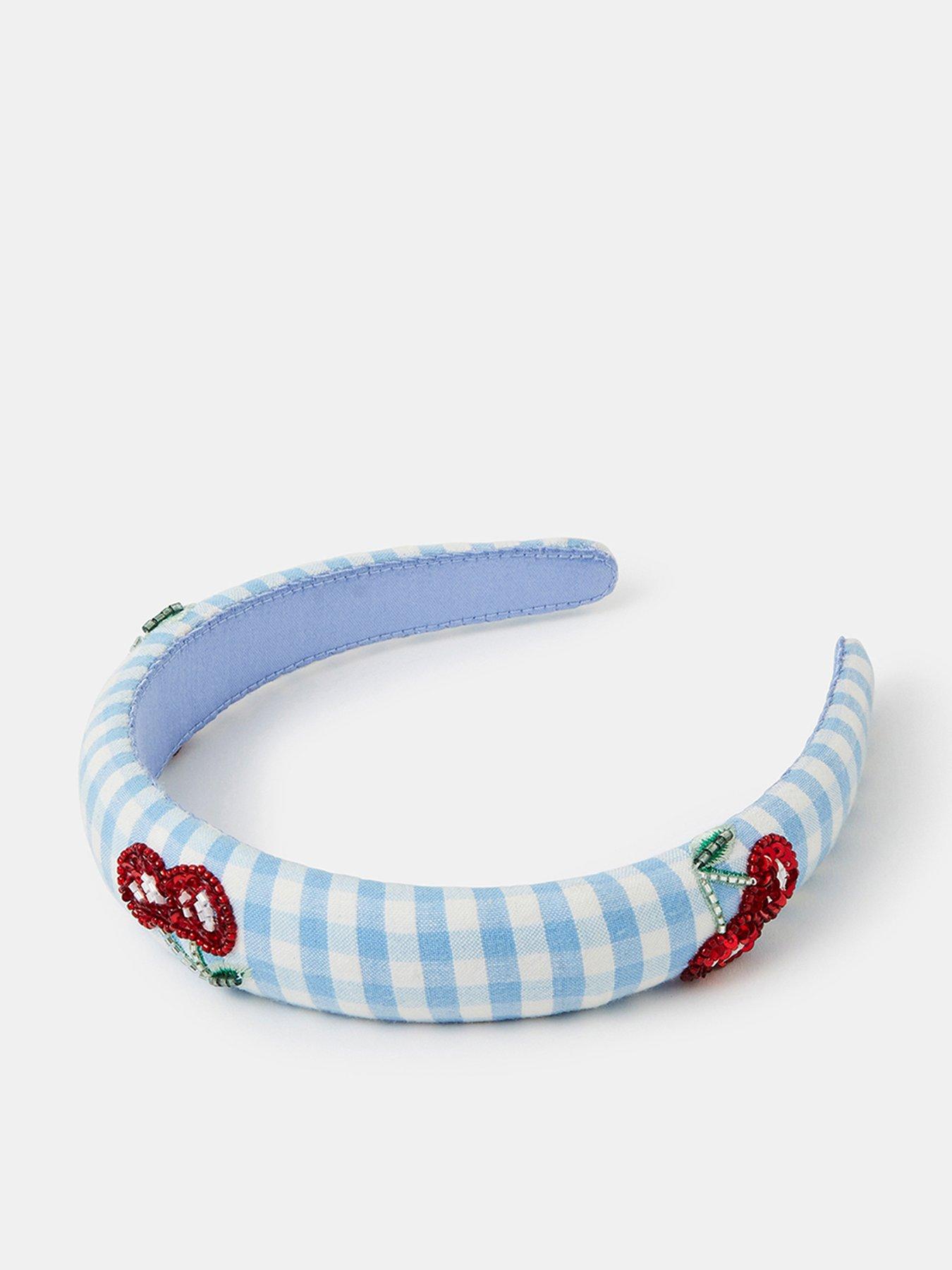 Image 1 of 2 of Accessorize Girls Cherry Gingham Alice Band - Blue
