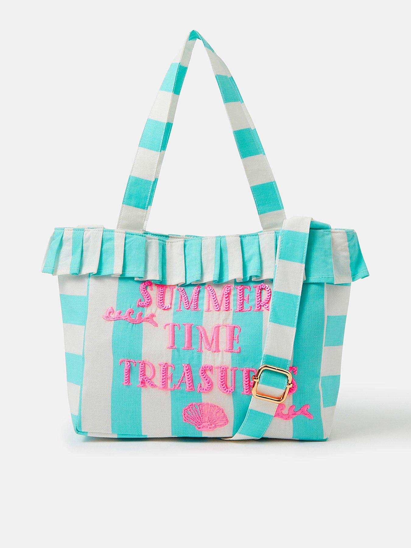 Image 1 of 4 of Accessorize Girls Stripe Slogan Tote Bag - Blue