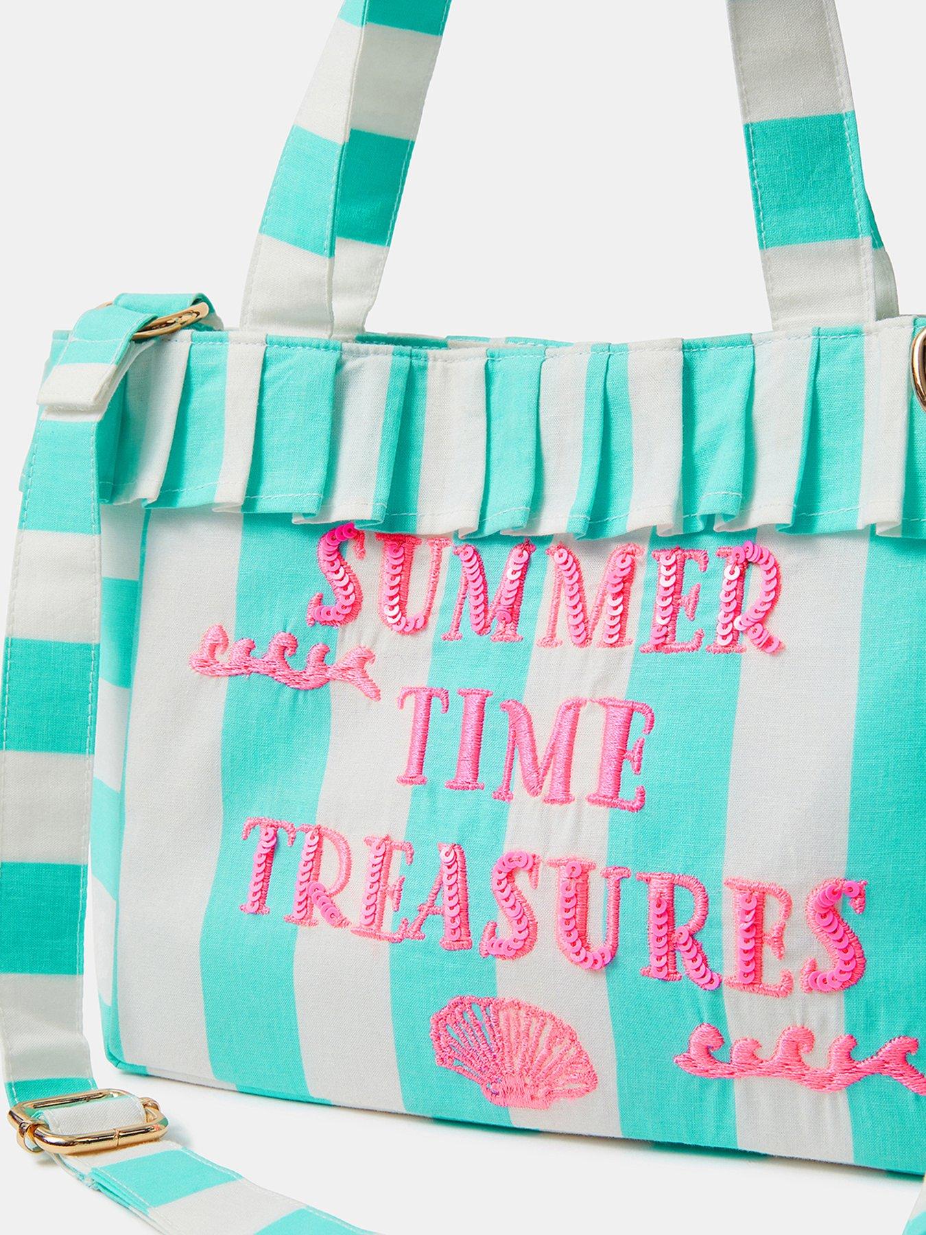 Image 3 of 4 of Accessorize Girls Stripe Slogan Tote Bag - Blue