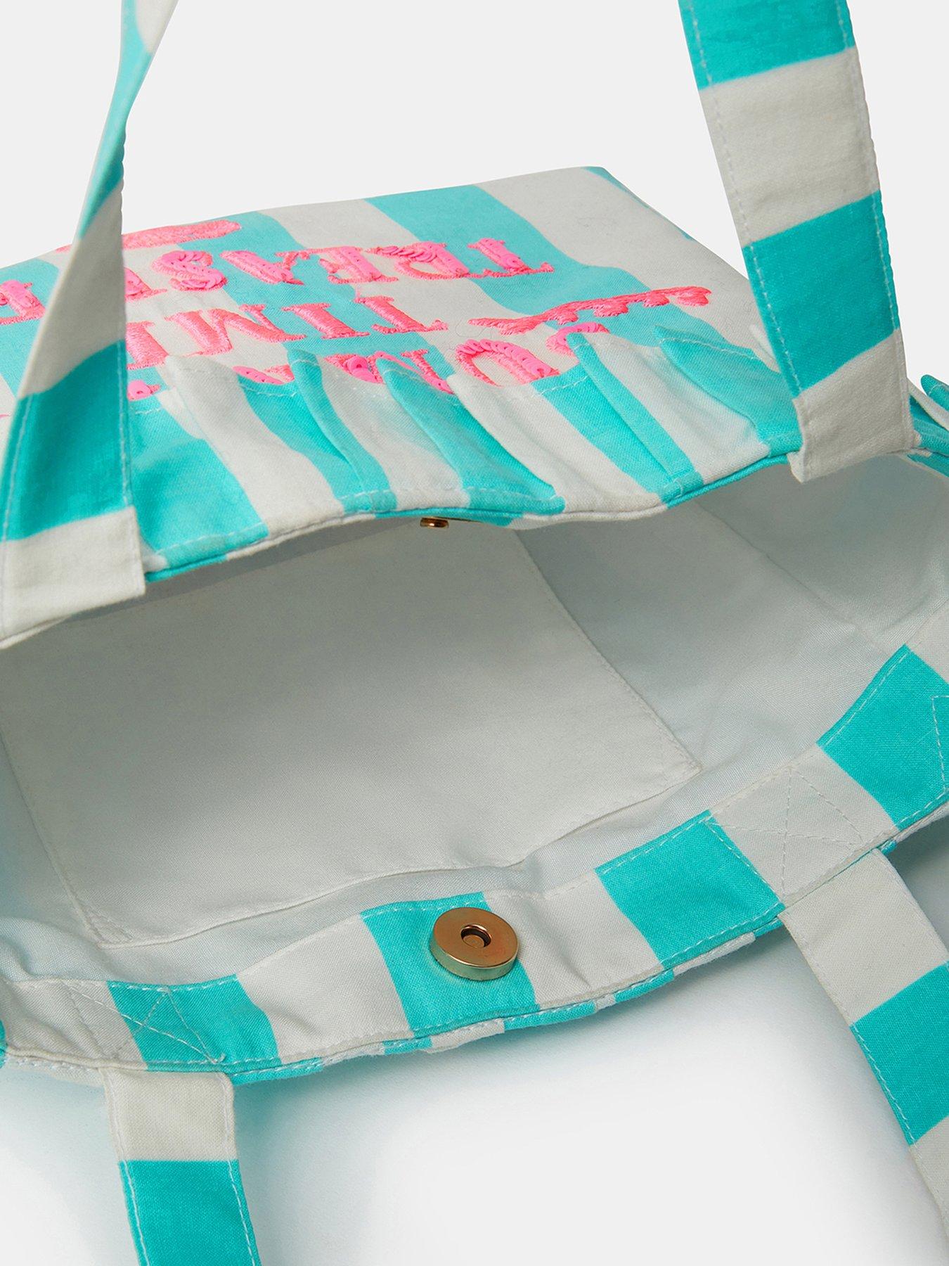 Image 4 of 4 of Accessorize Girls Stripe Slogan Tote Bag - Blue