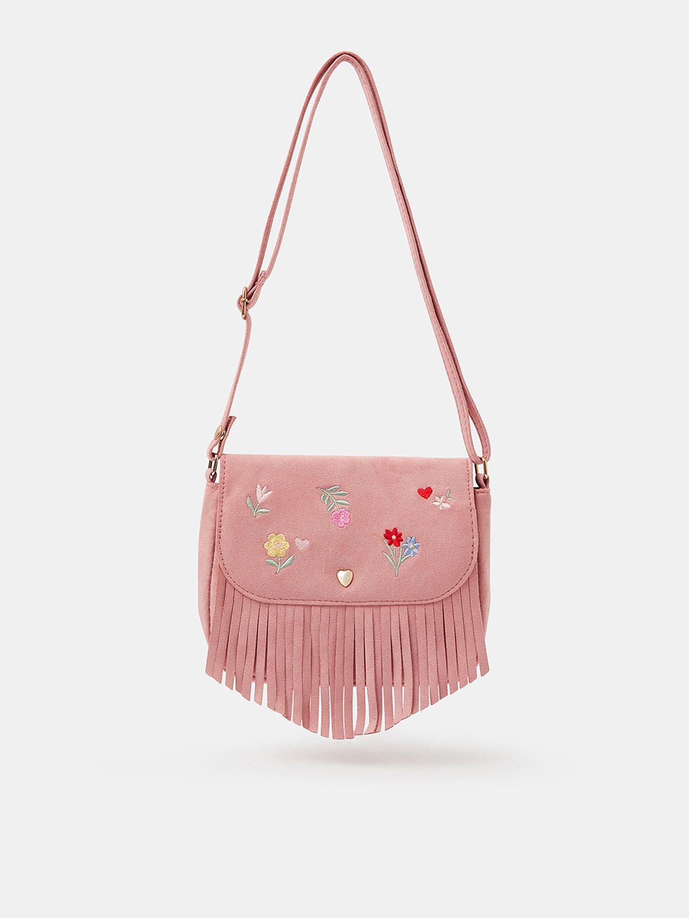 Image 1 of 4 of Accessorize Girls Floral Embroidered Cross Body Bag - Pink