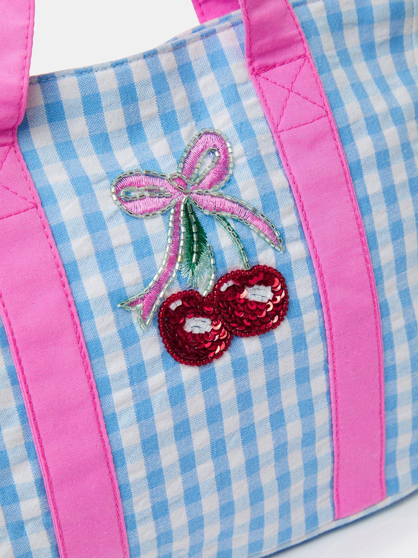 Image 3 of 4 of Accessorize Girls Gingham Cherry Tote Bag - Blue