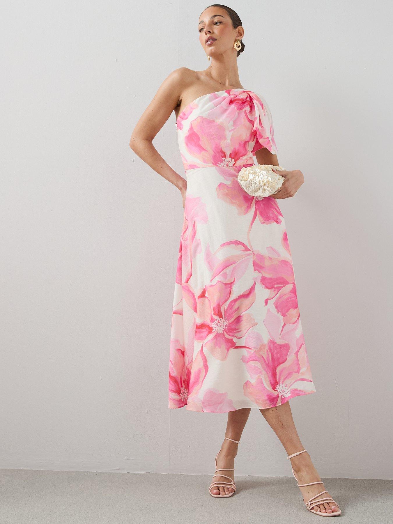 The Very Collection Printed One Shoulder Frill Detail Midi Dress - Print
