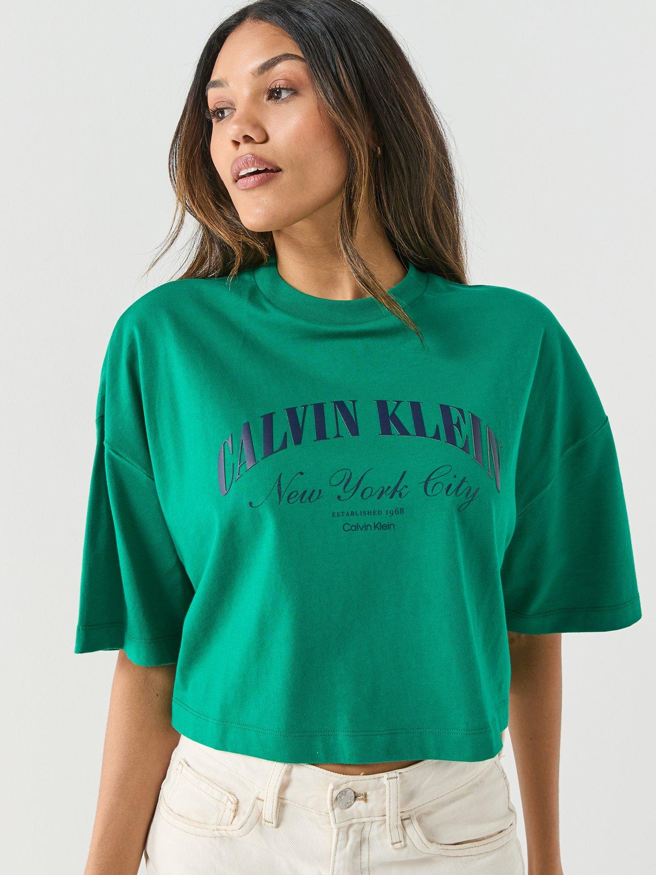 Calvin Klein Jeans Short Sleeve Cropped Boxy T-shirt - Green