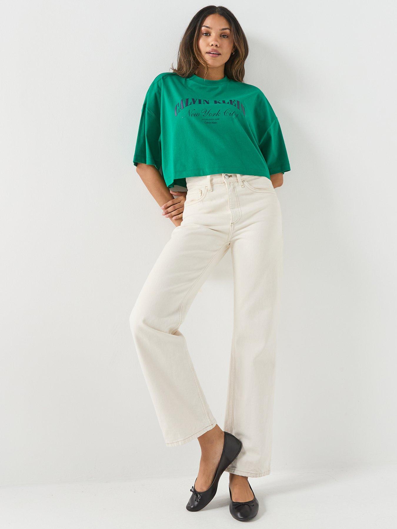 Image 3 of 4 of Calvin Klein Jeans Ss Cropped Boxy Heritage Crest L