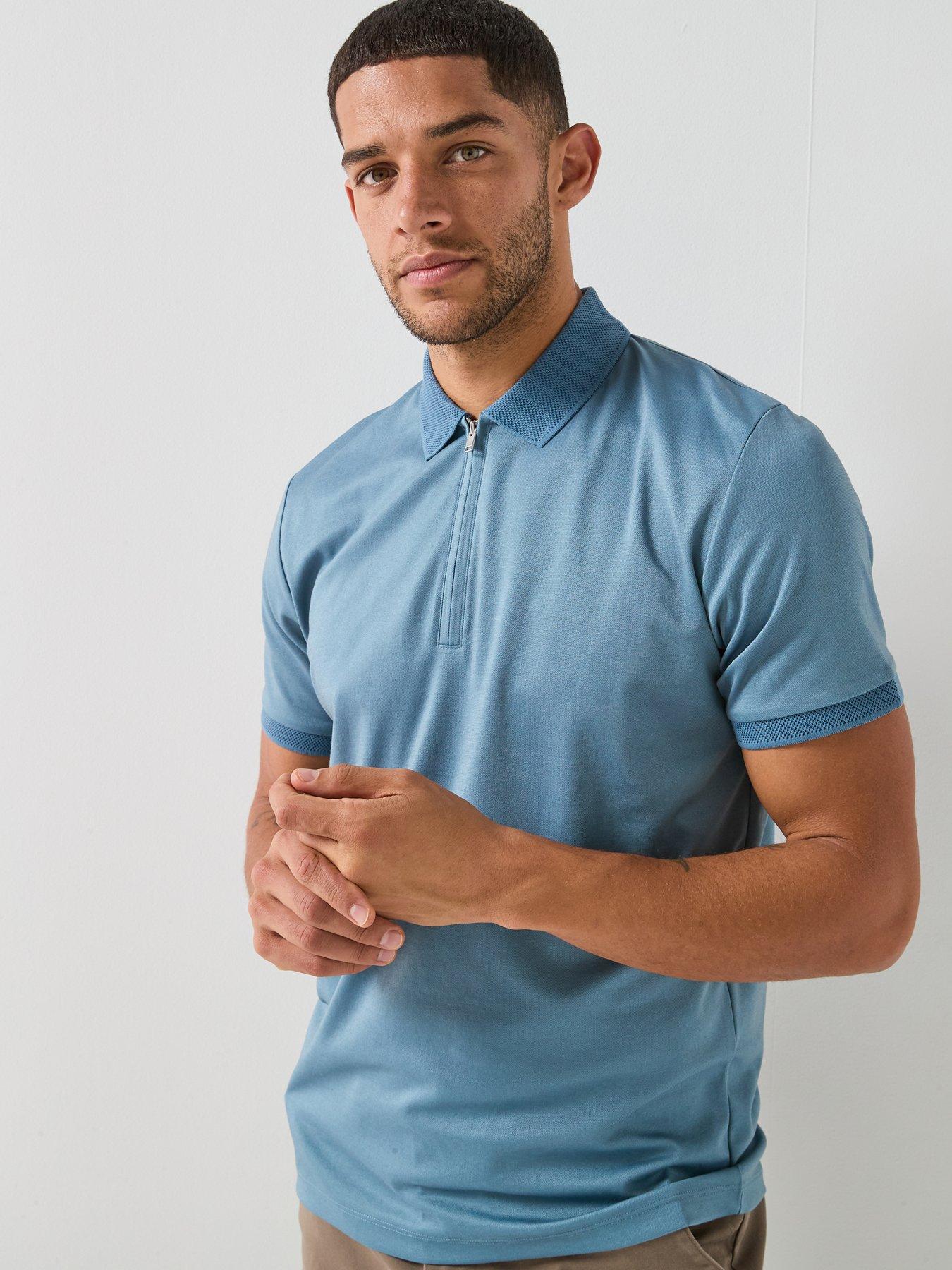 Image 1 of 4 of Selected Selected Fave Zip Short Sleeve Polo Shirt