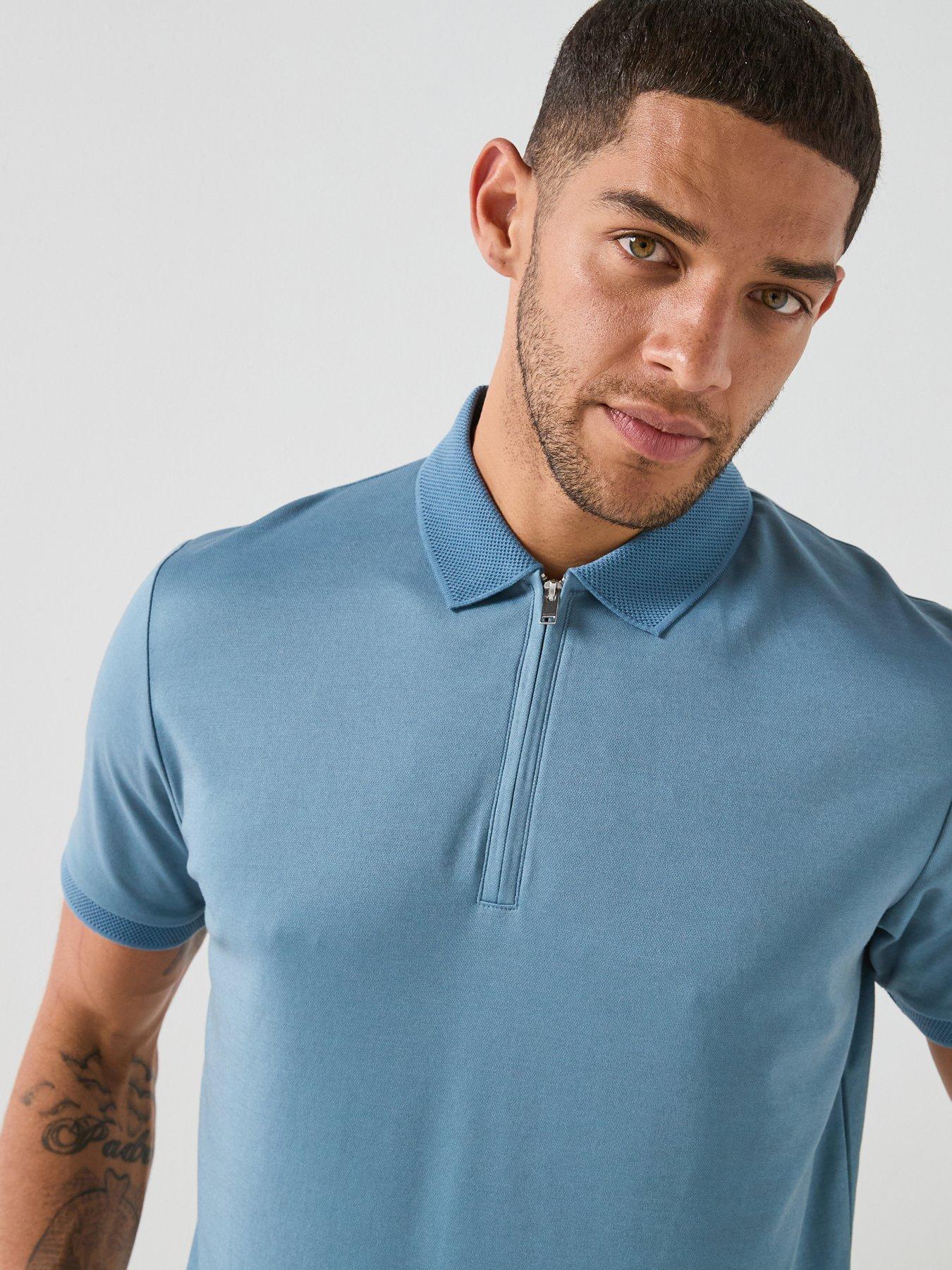Image 4 of 4 of Selected Selected Fave Zip Short Sleeve Polo Shirt