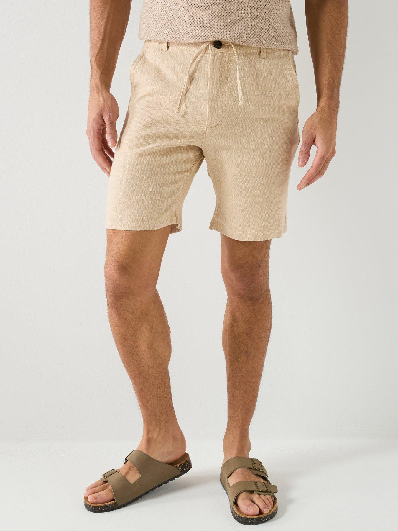 selected-brody-slim-fit-linen-shorts-brown