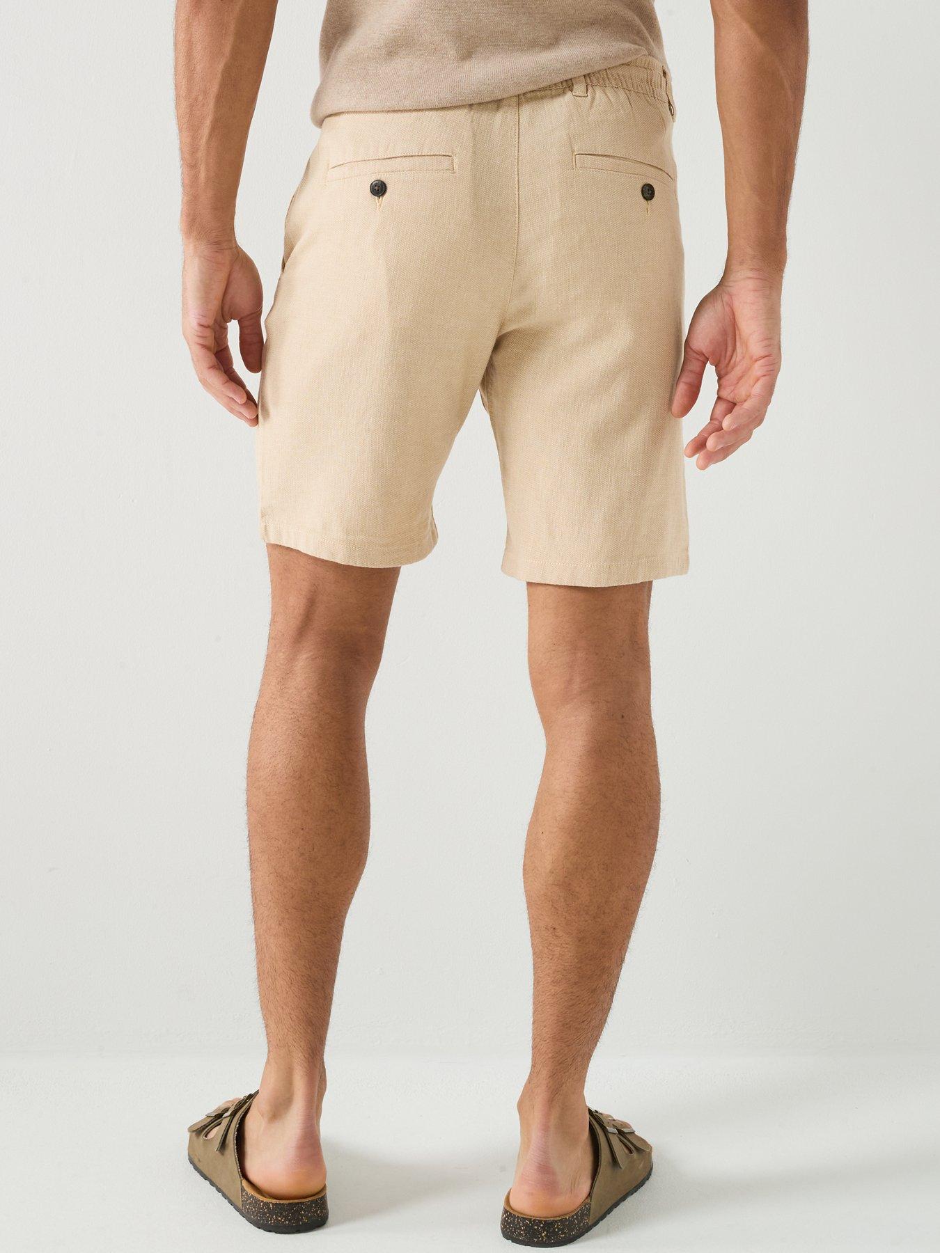 selected-brody-slim-fit-linen-shorts-brownstillFront