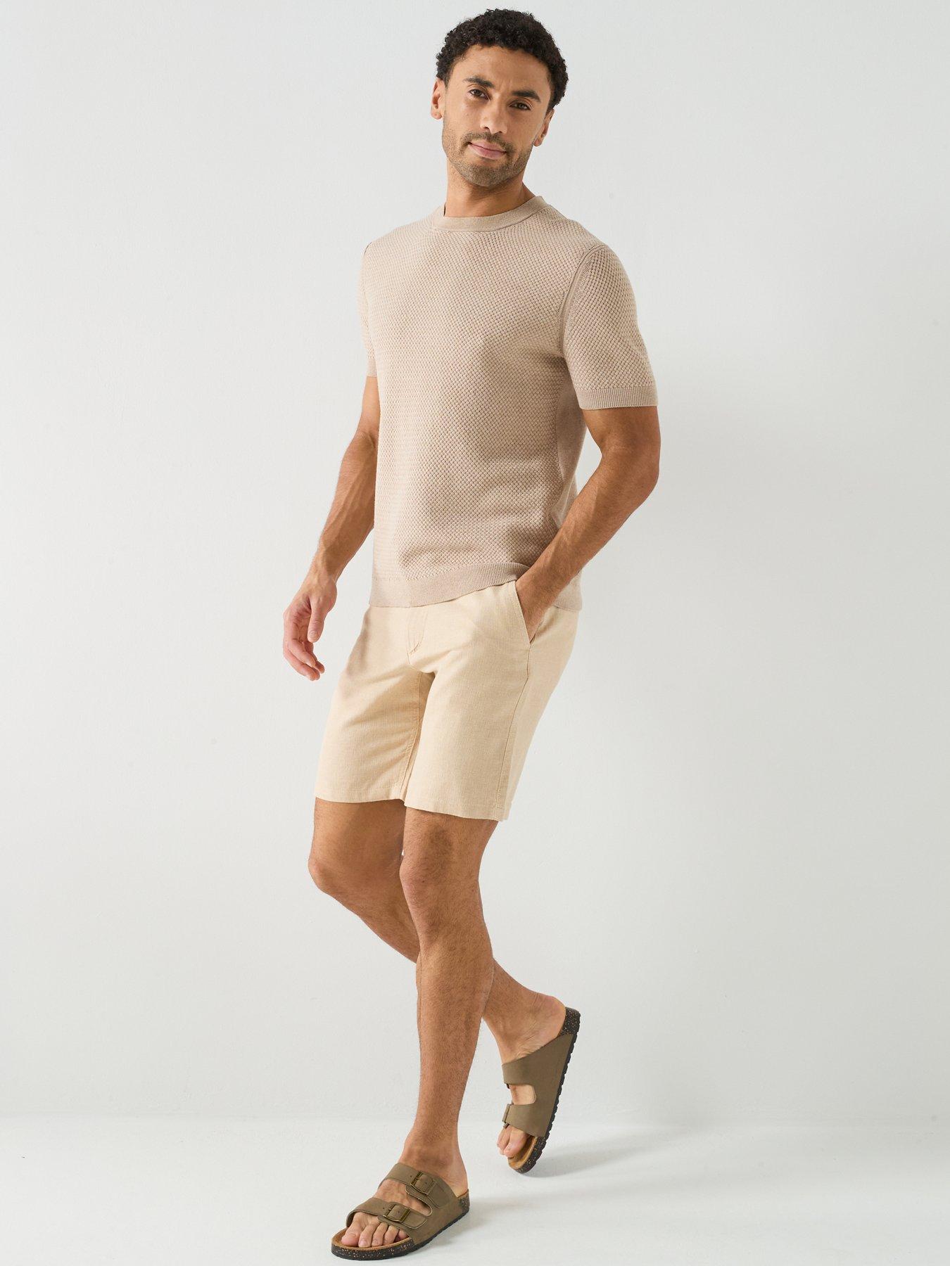 selected-brody-slim-fit-linen-shorts-brownback