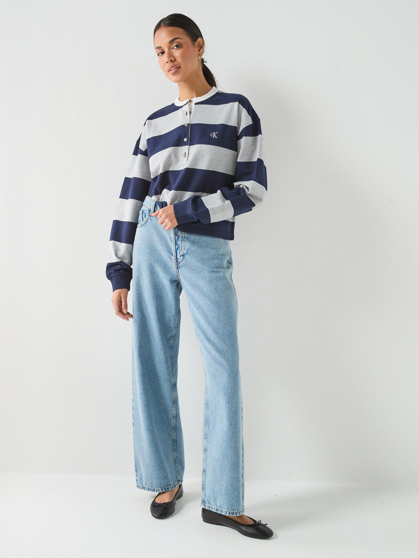 Image 3 of 5 of Calvin Klein Jeans Ls Varsity Striped Henley Top