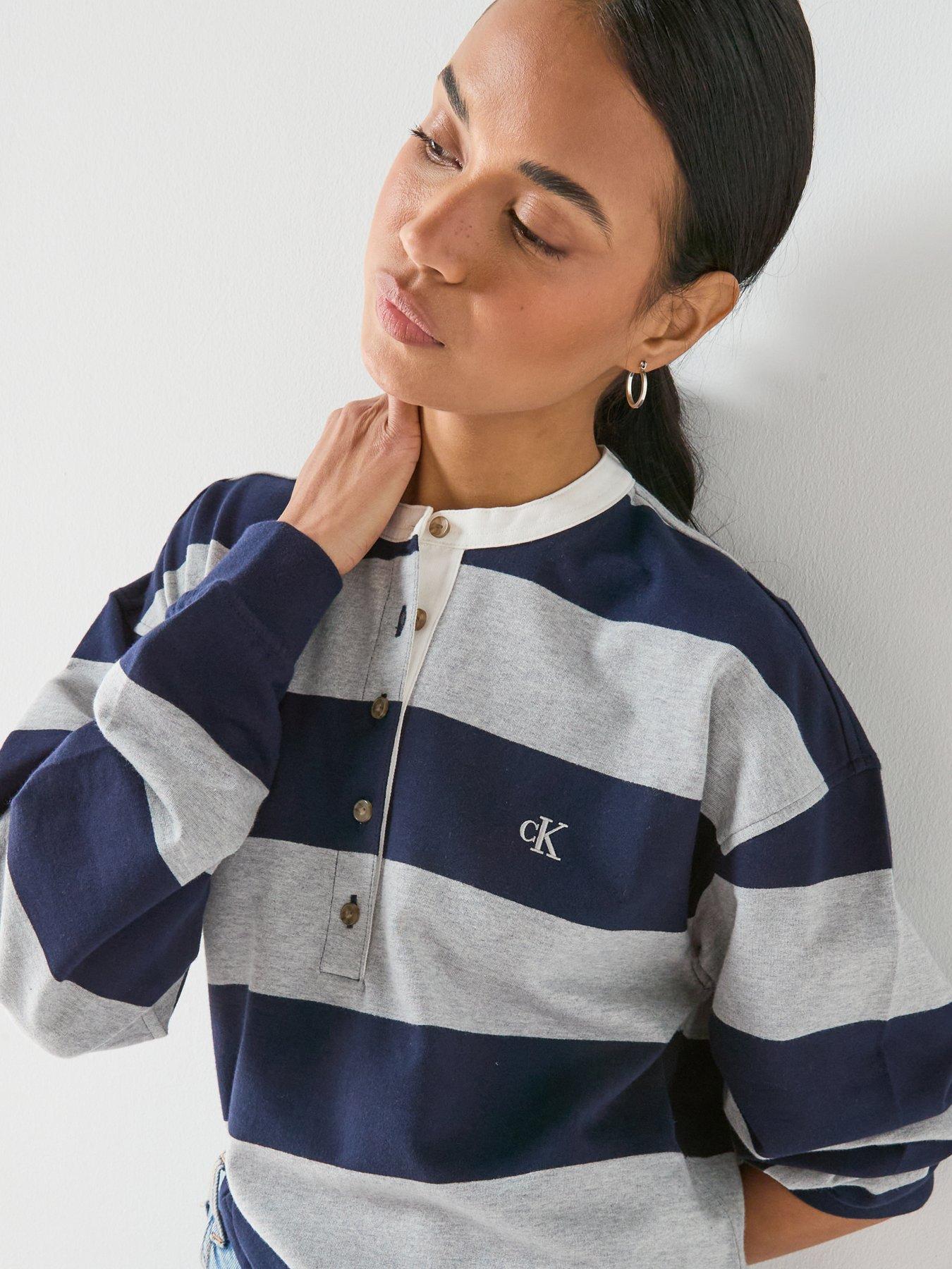 Image 4 of 5 of Calvin Klein Jeans Ls Varsity Striped Henley Top
