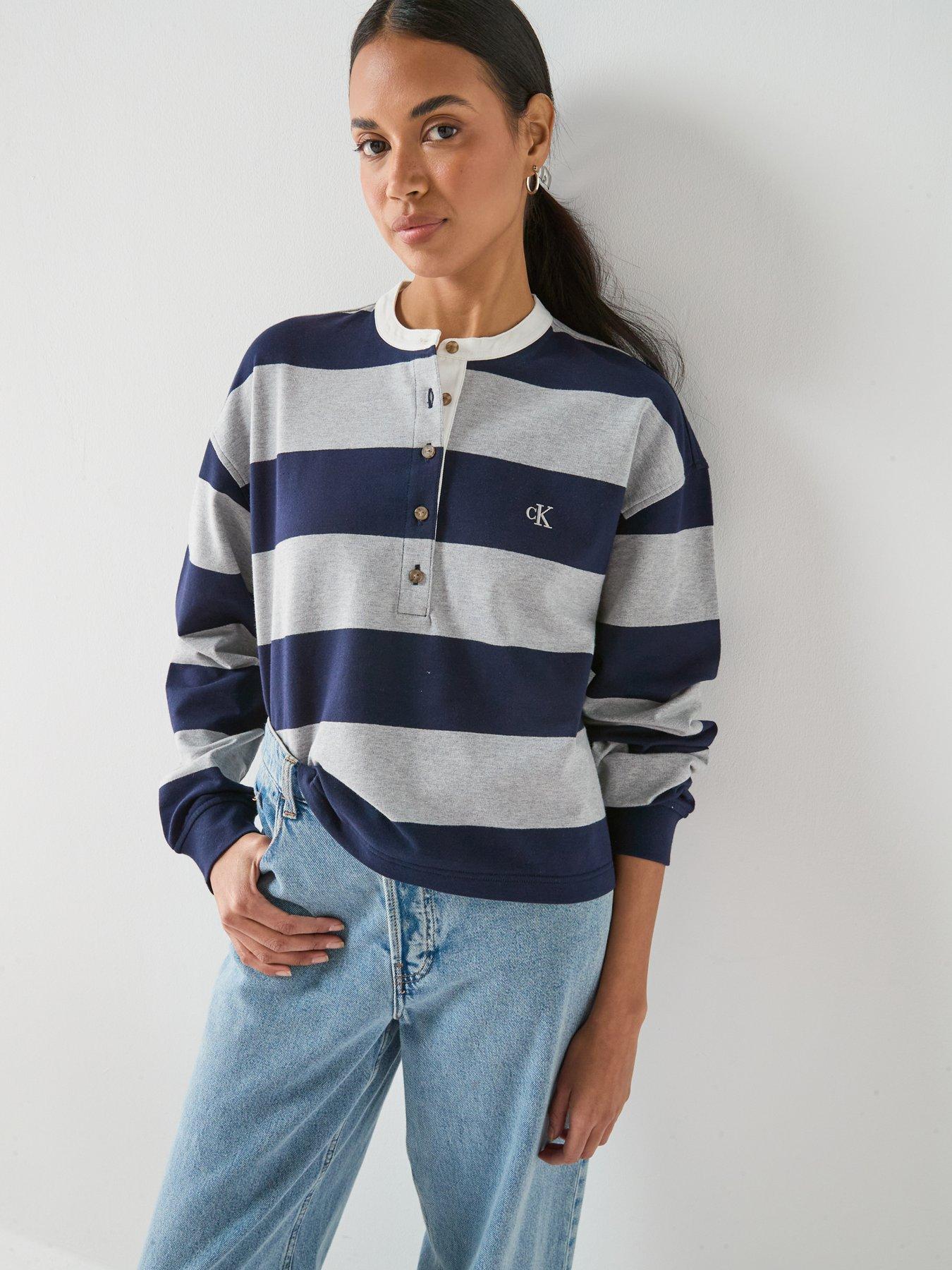 Image 5 of 5 of Calvin Klein Jeans Ls Varsity Striped Henley Top