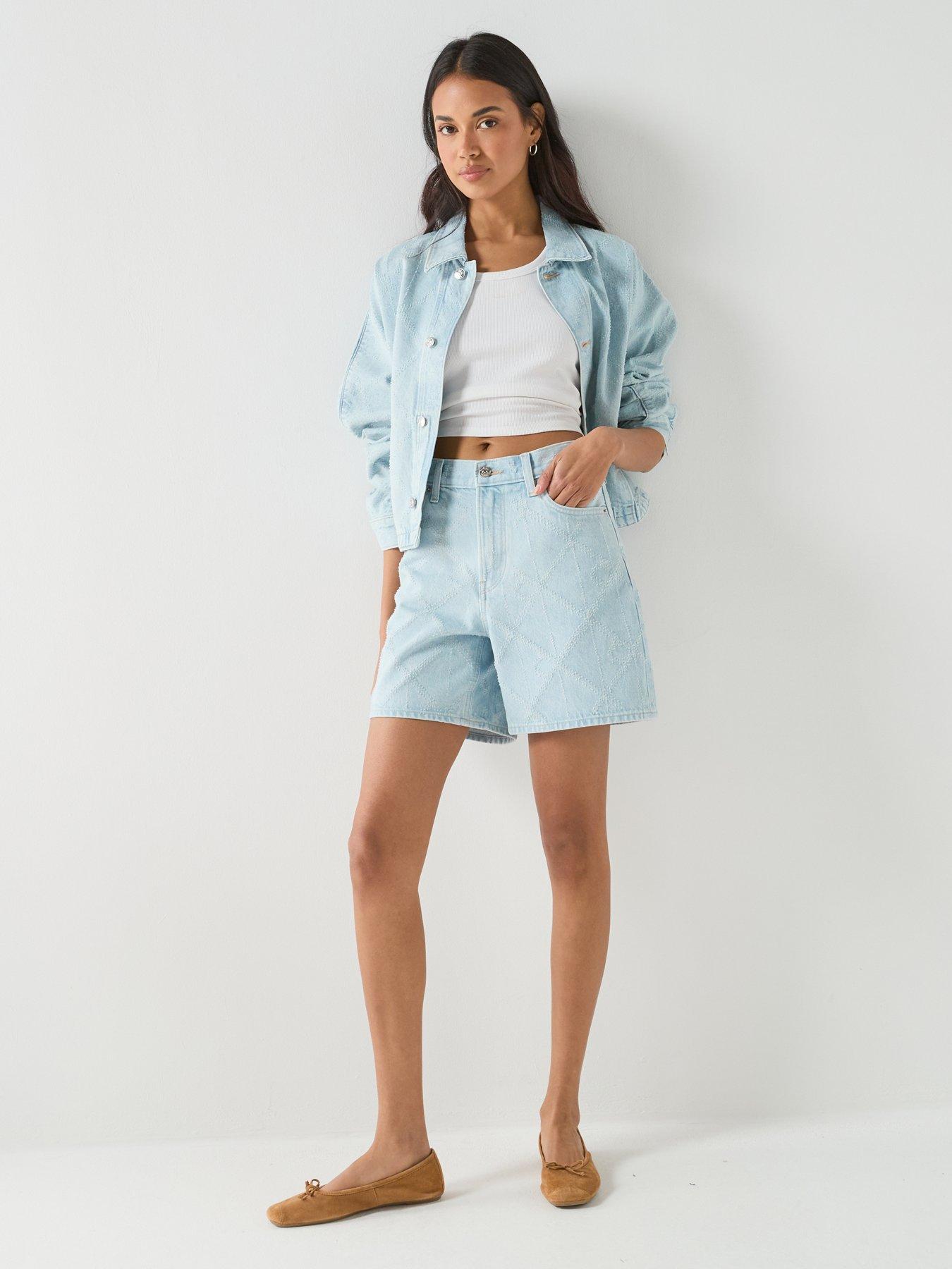 Image 3 of 6 of Calvin Klein Jeans 90S Needle Punch Ck Shorts - Blue