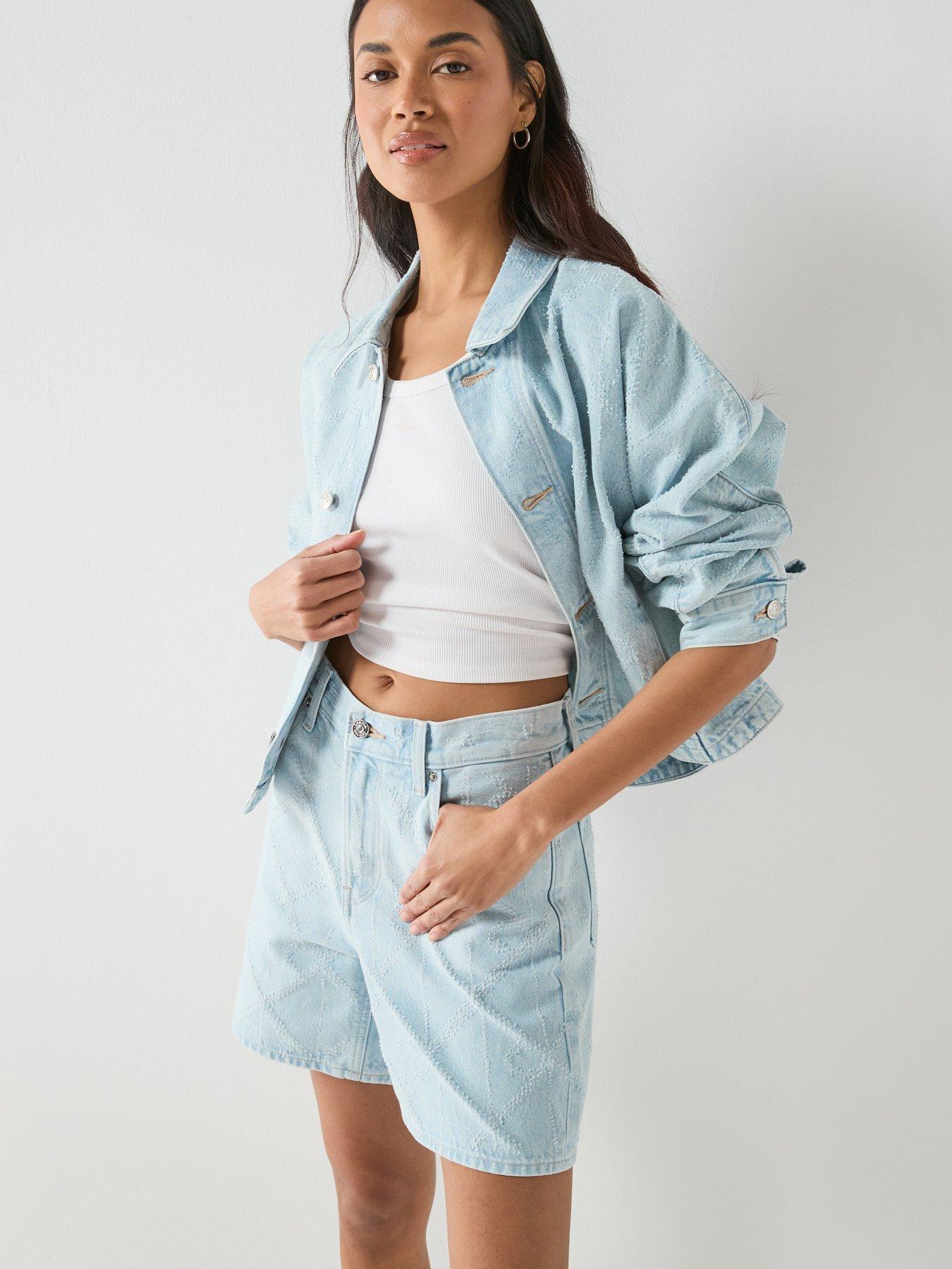 Image 5 of 6 of Calvin Klein Jeans 90S Needle Punch Ck Shorts - Blue