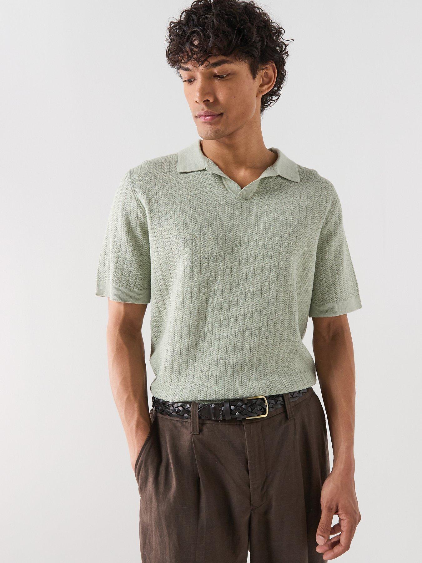 Image 1 of 5 of Selected Selected Mattis Linen Blend Open Collar Polo Shirt