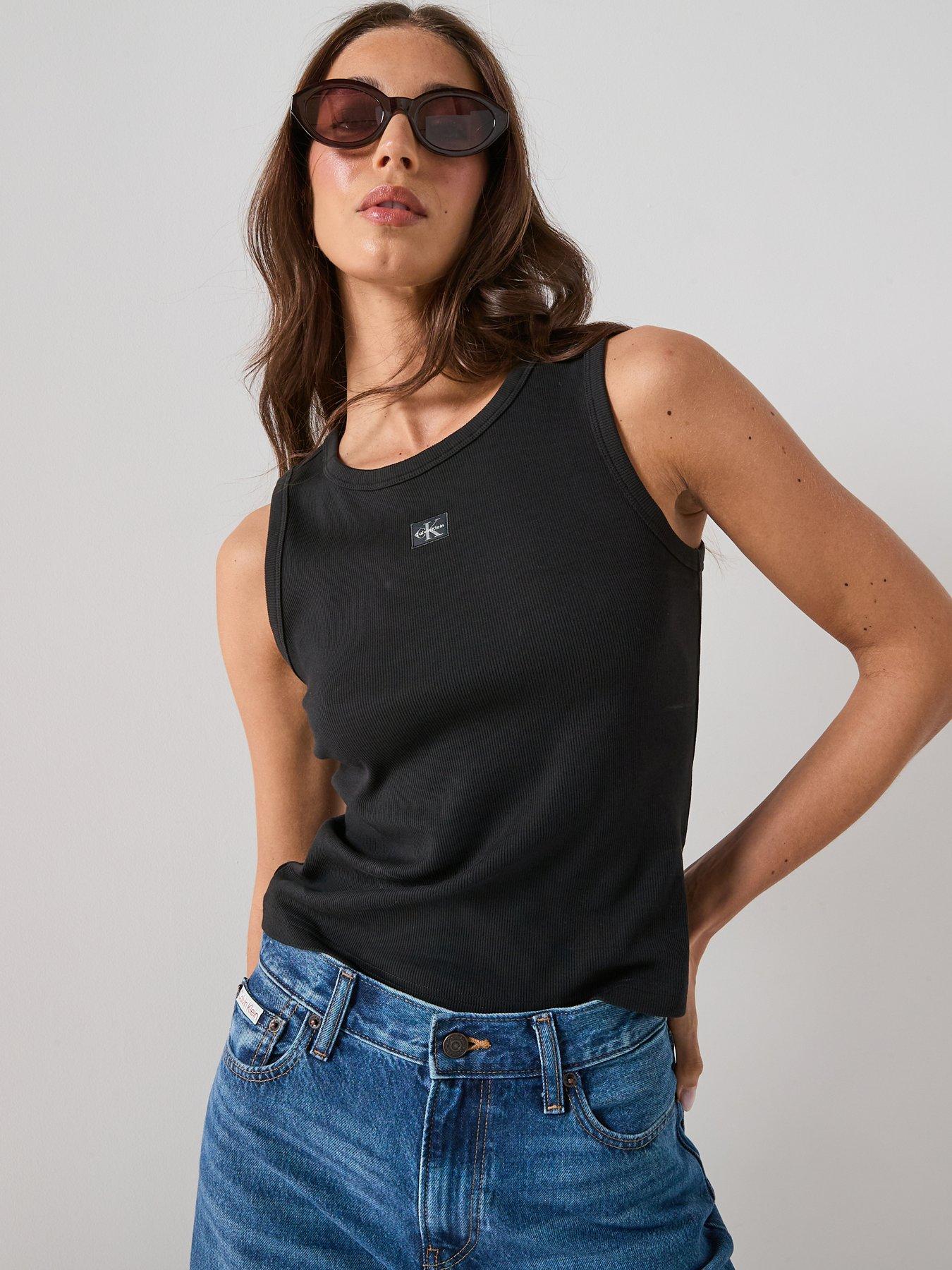 Image 1 of 6 of Calvin Klein Jeans Baby Rib Tank Top - Black