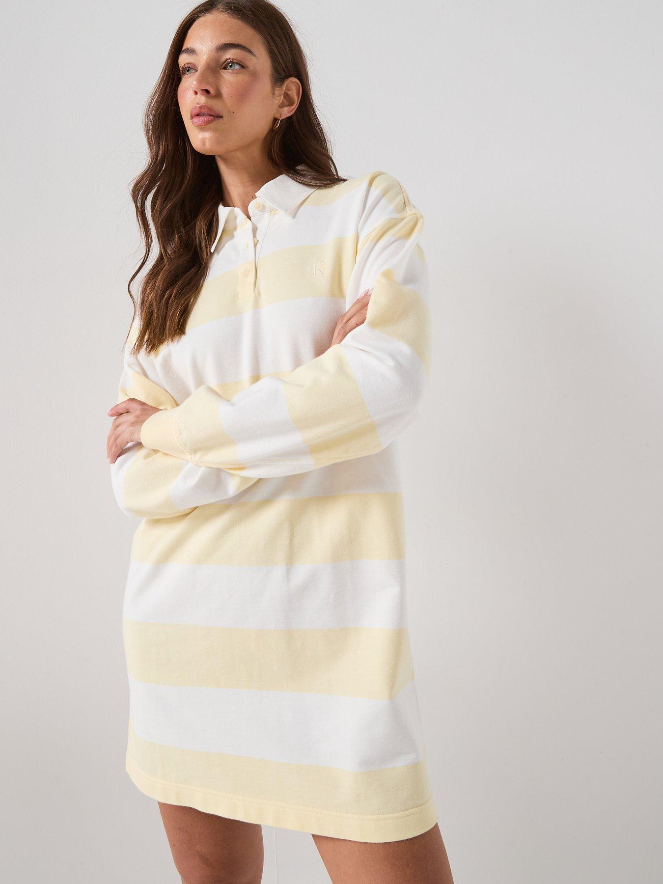 Image 1 of 5 of Calvin Klein Jeans Ls Varsity Stripe Mini Polo Dres