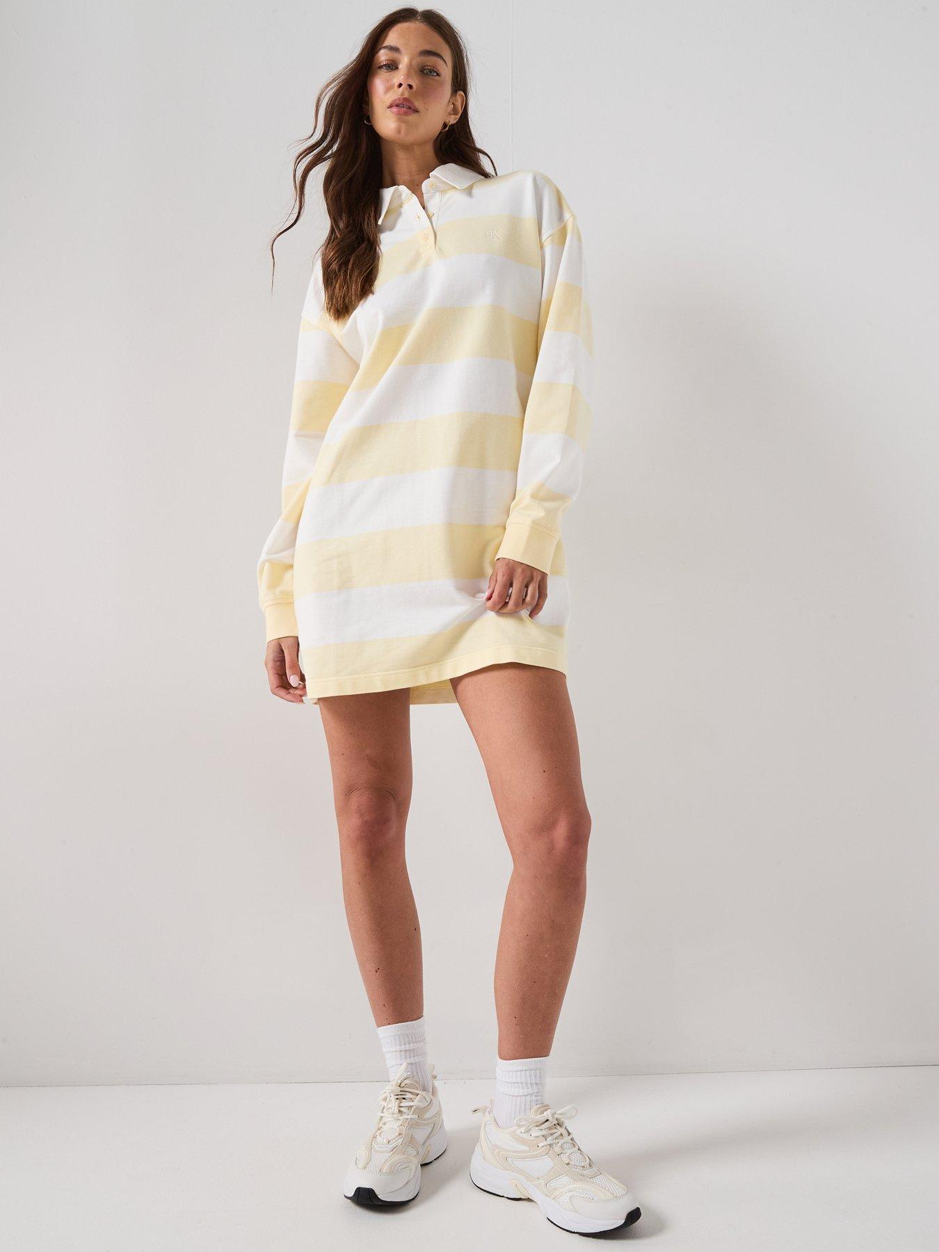 Image 3 of 5 of Calvin Klein Jeans Ls Varsity Stripe Mini Polo Dres