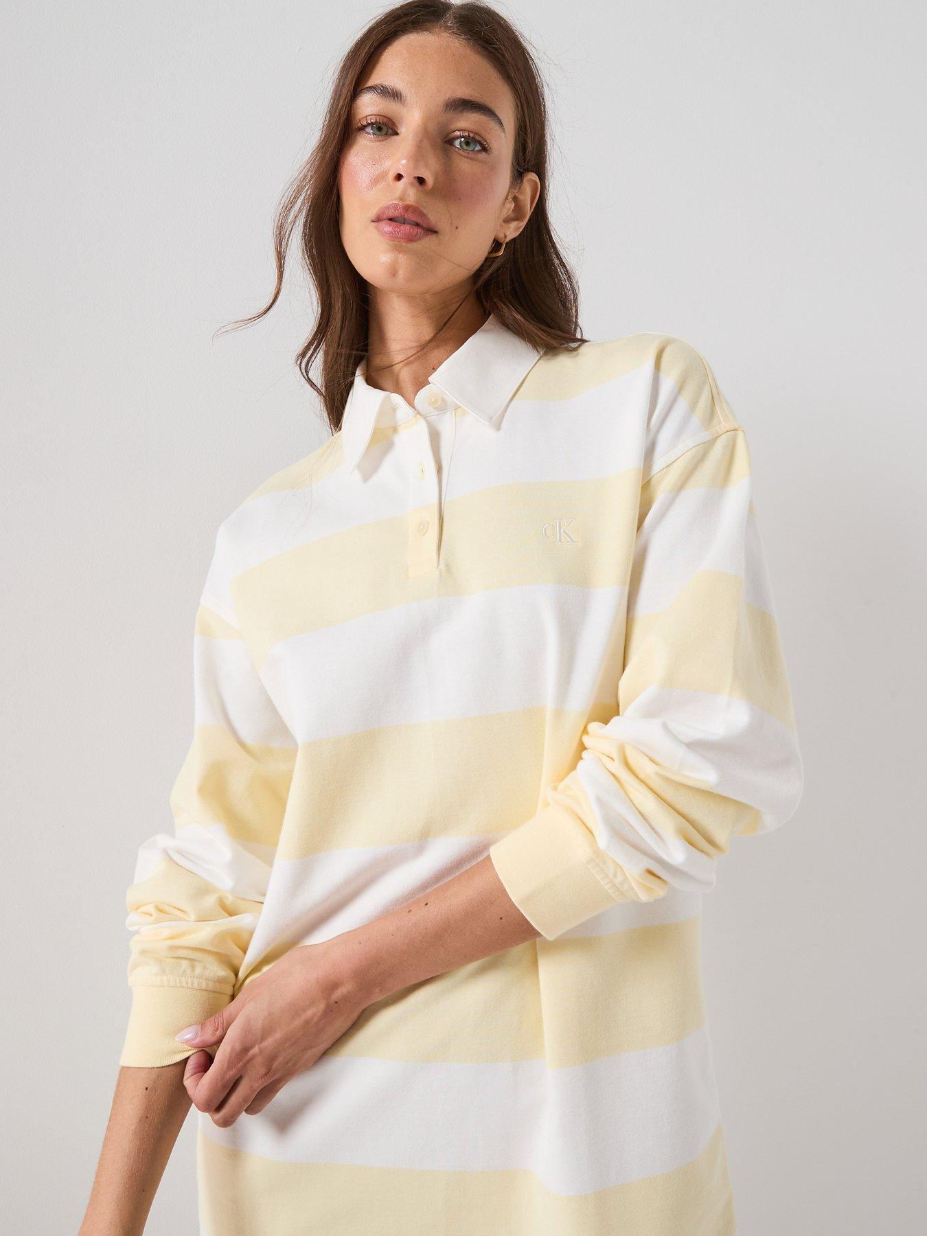 Image 5 of 5 of Calvin Klein Jeans Ls Varsity Stripe Mini Polo Dres