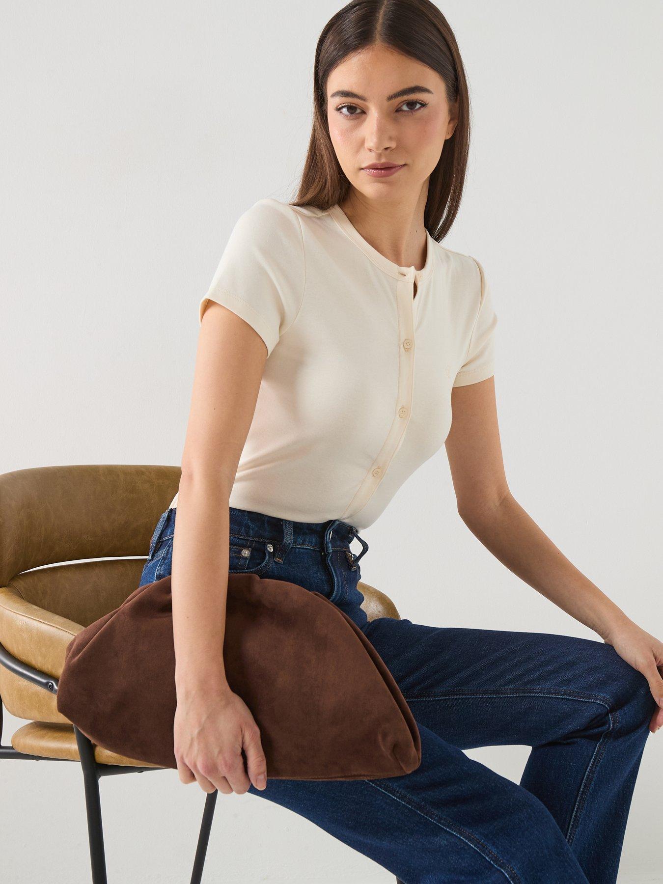 Image 3 of 6 of Calvin Klein Jeans Short Sleeve Rib Button Up Top
