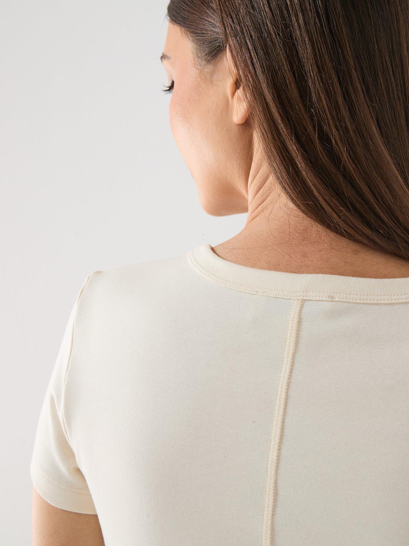Image 5 of 6 of Calvin Klein Jeans Short Sleeve Rib Button Up Top